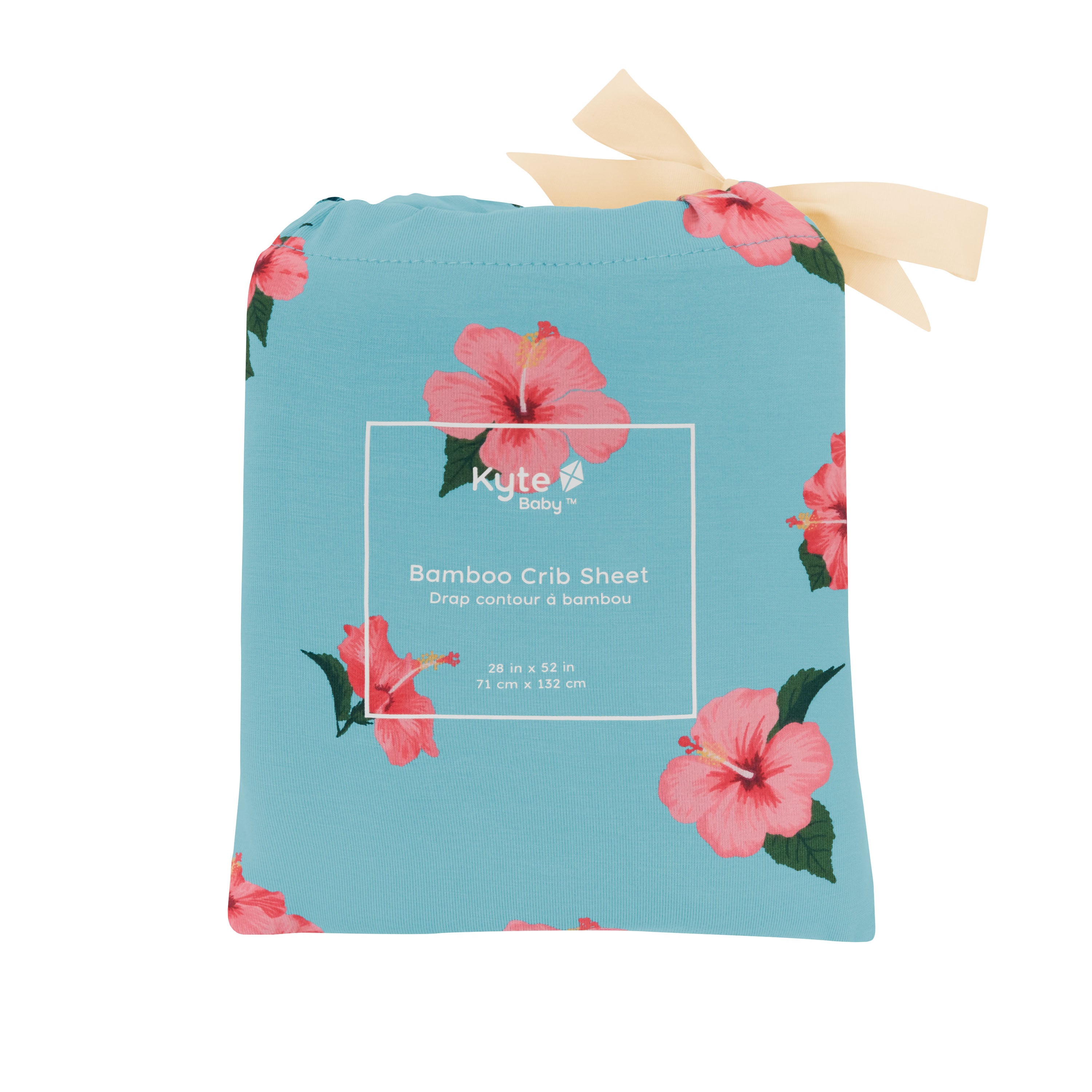 Crib Sheet in Hibiscus packaging