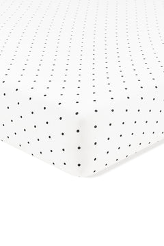 Crib Sheet in Midnight Polka Dot on white background