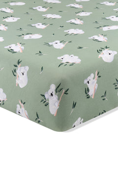 Corner of the Crib Sheet in Koala on a mattress