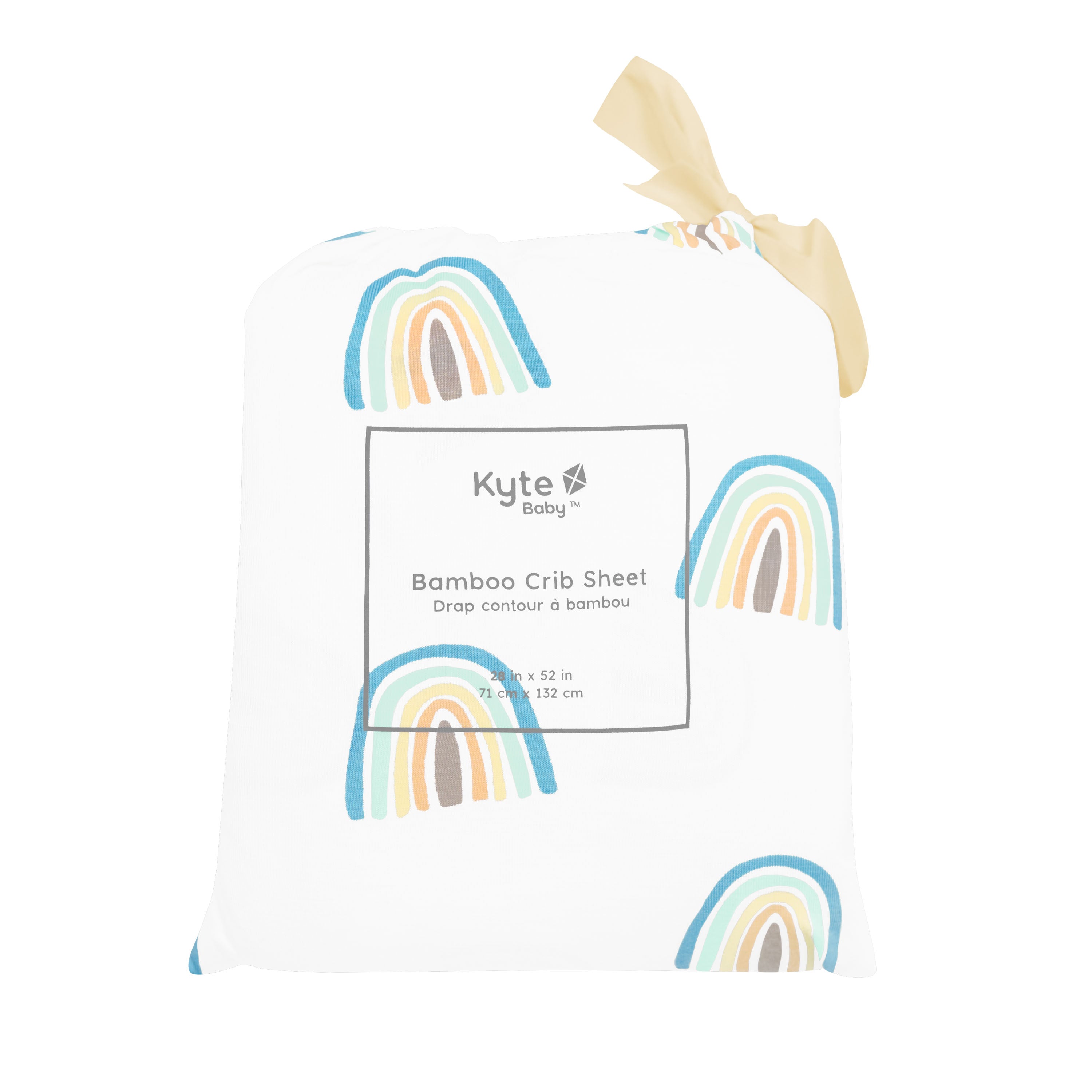 Crib Sheet in Makai Rainbow packaging