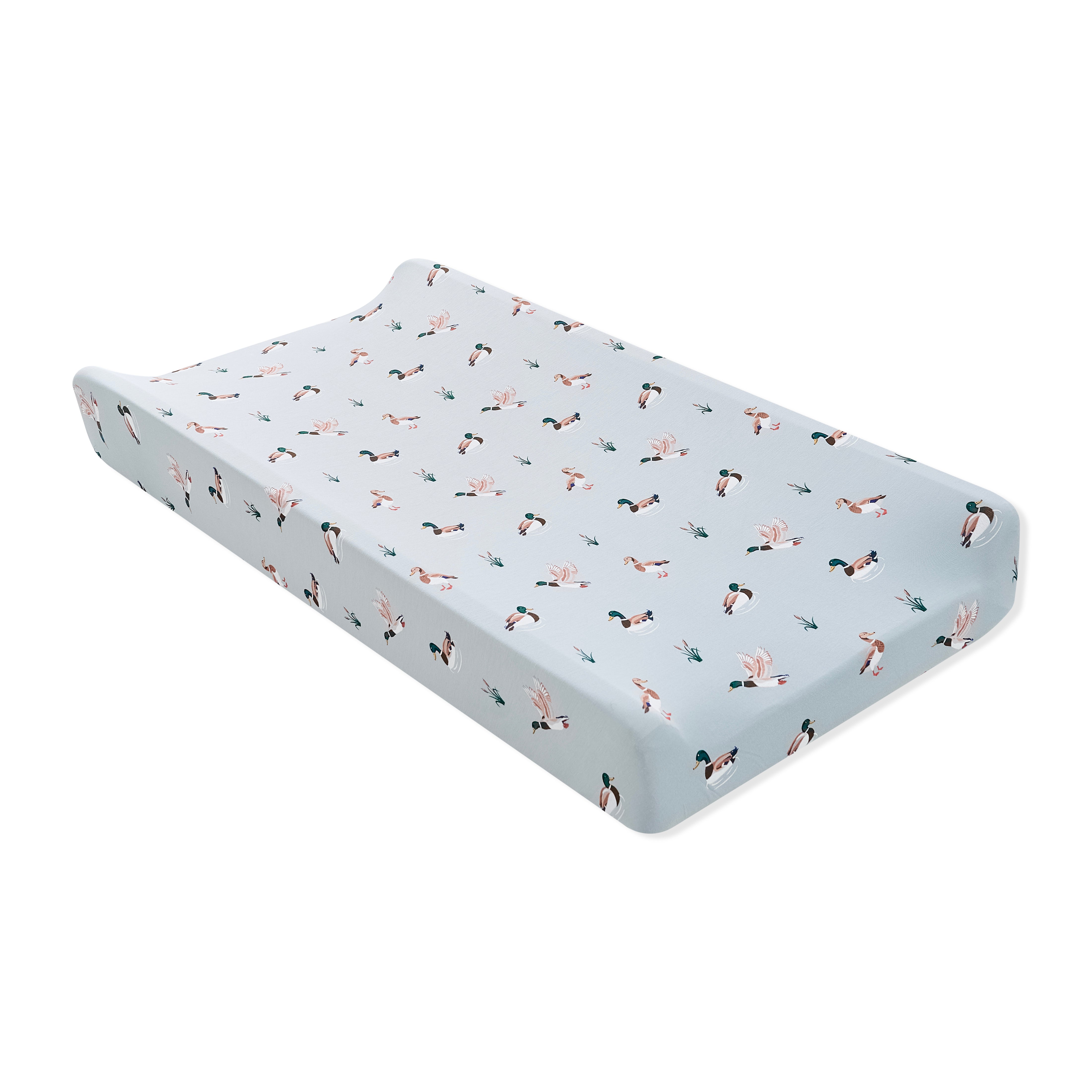 Change Pad Cover in Mallard Duck shown on a change pad