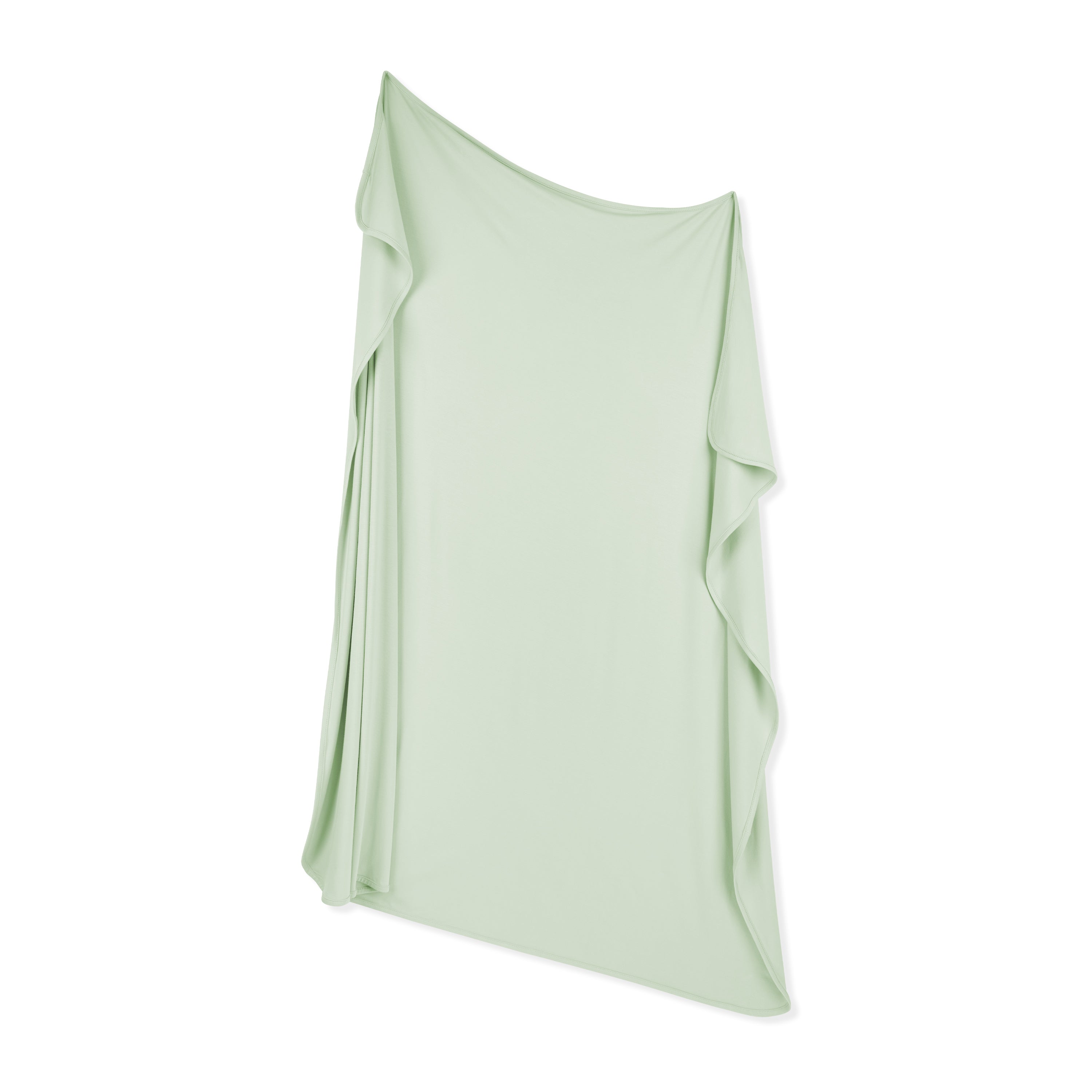 Swaddle Blanket in Basil shown unswaddled in front of a white background