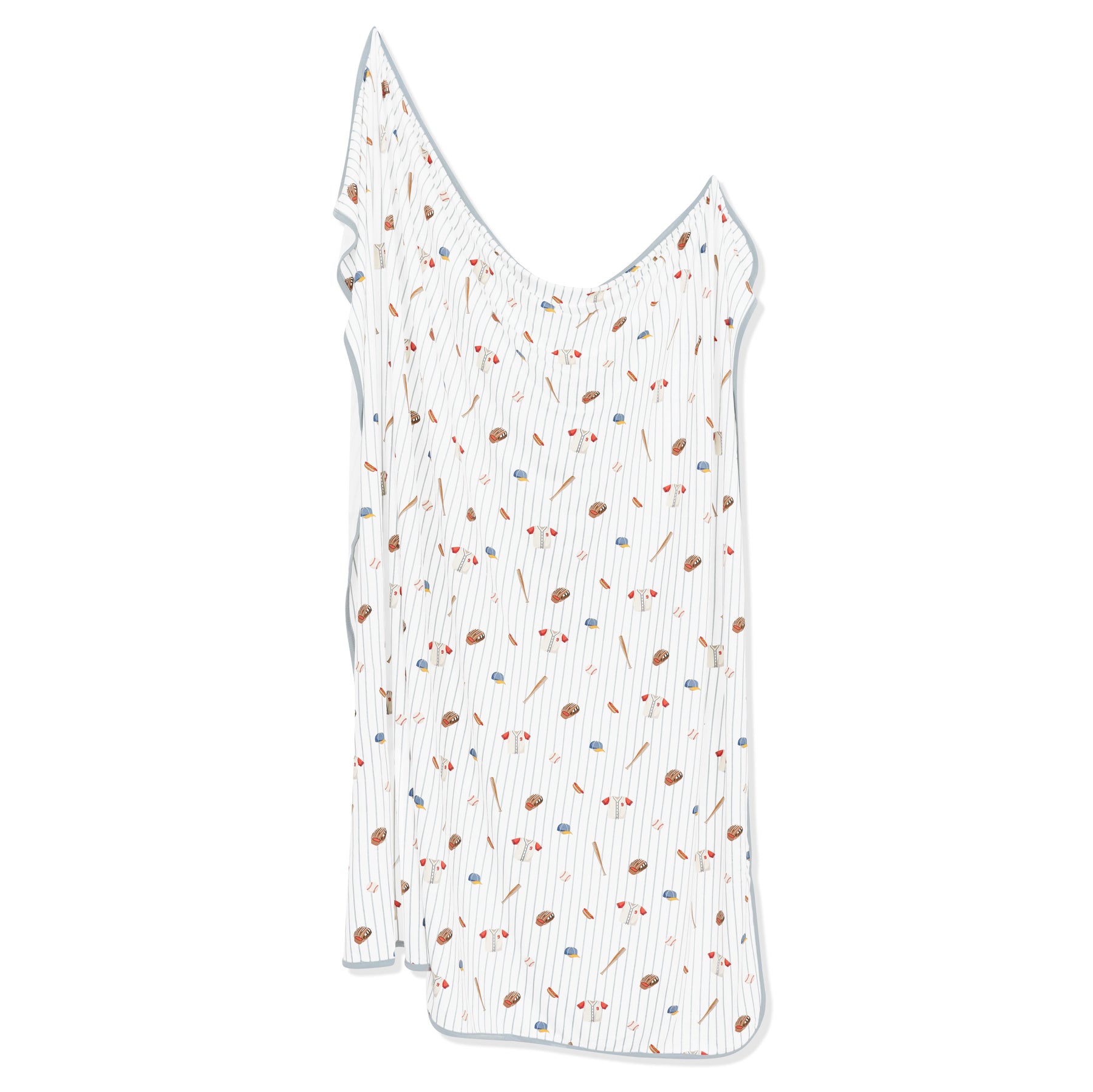 Swaddle Blanket in Home Run shown unswaddled