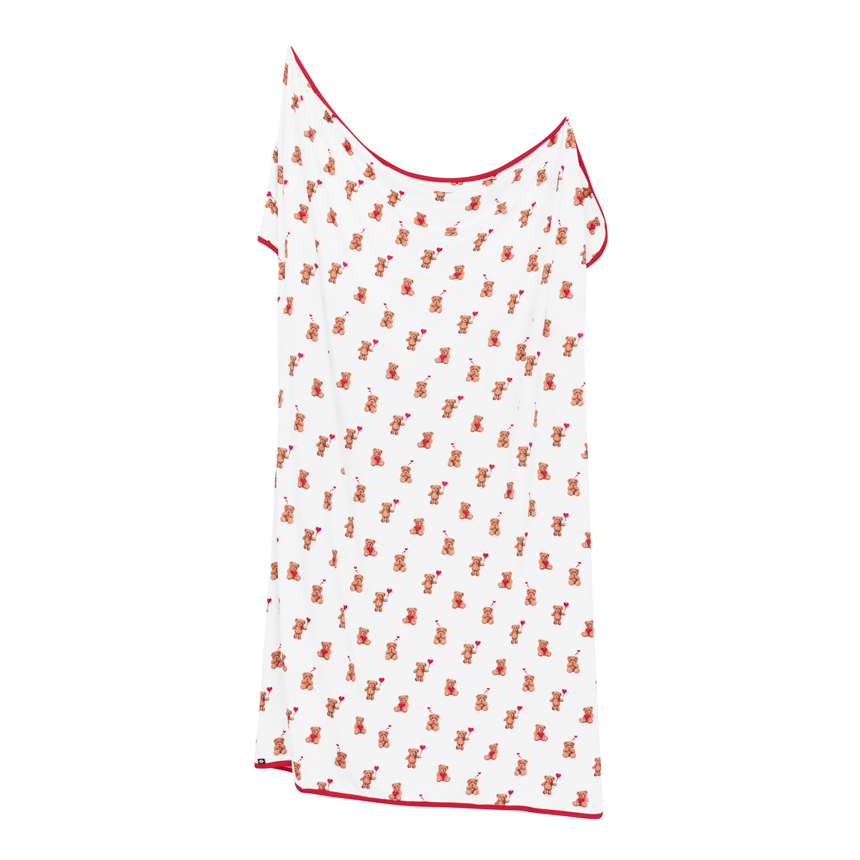 Swaddle Blanket in Bear Hearts shown unswaddled