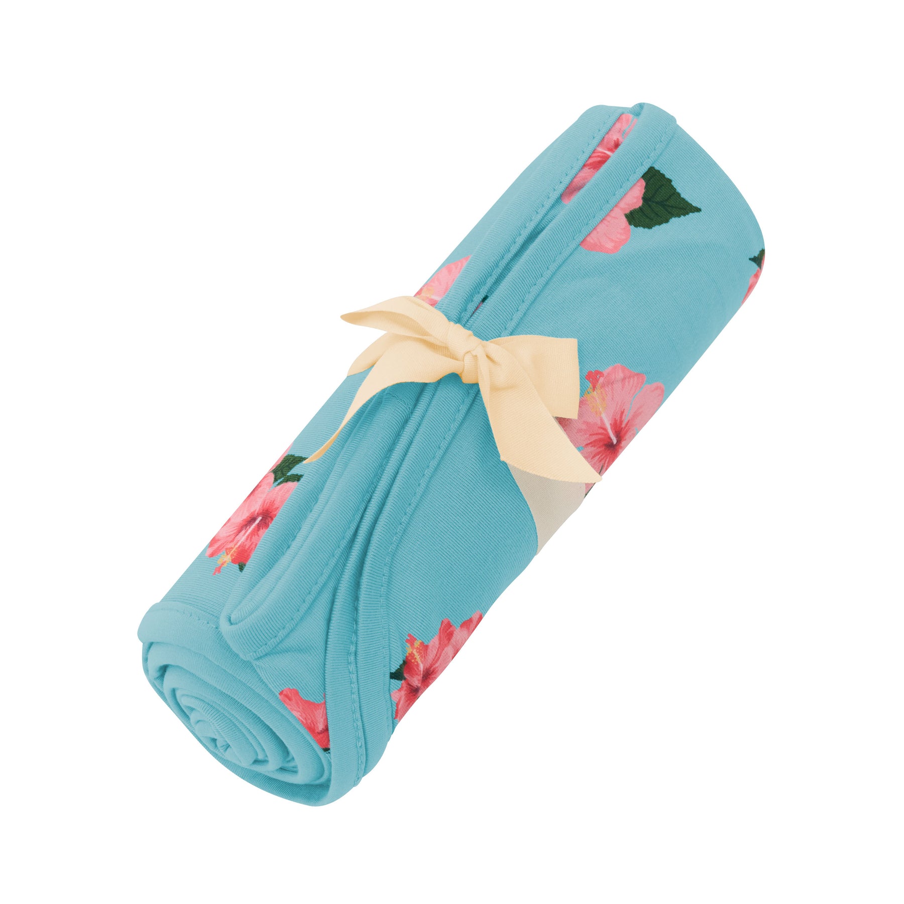 Swaddle Blanket in Hibiscus in packaging bow