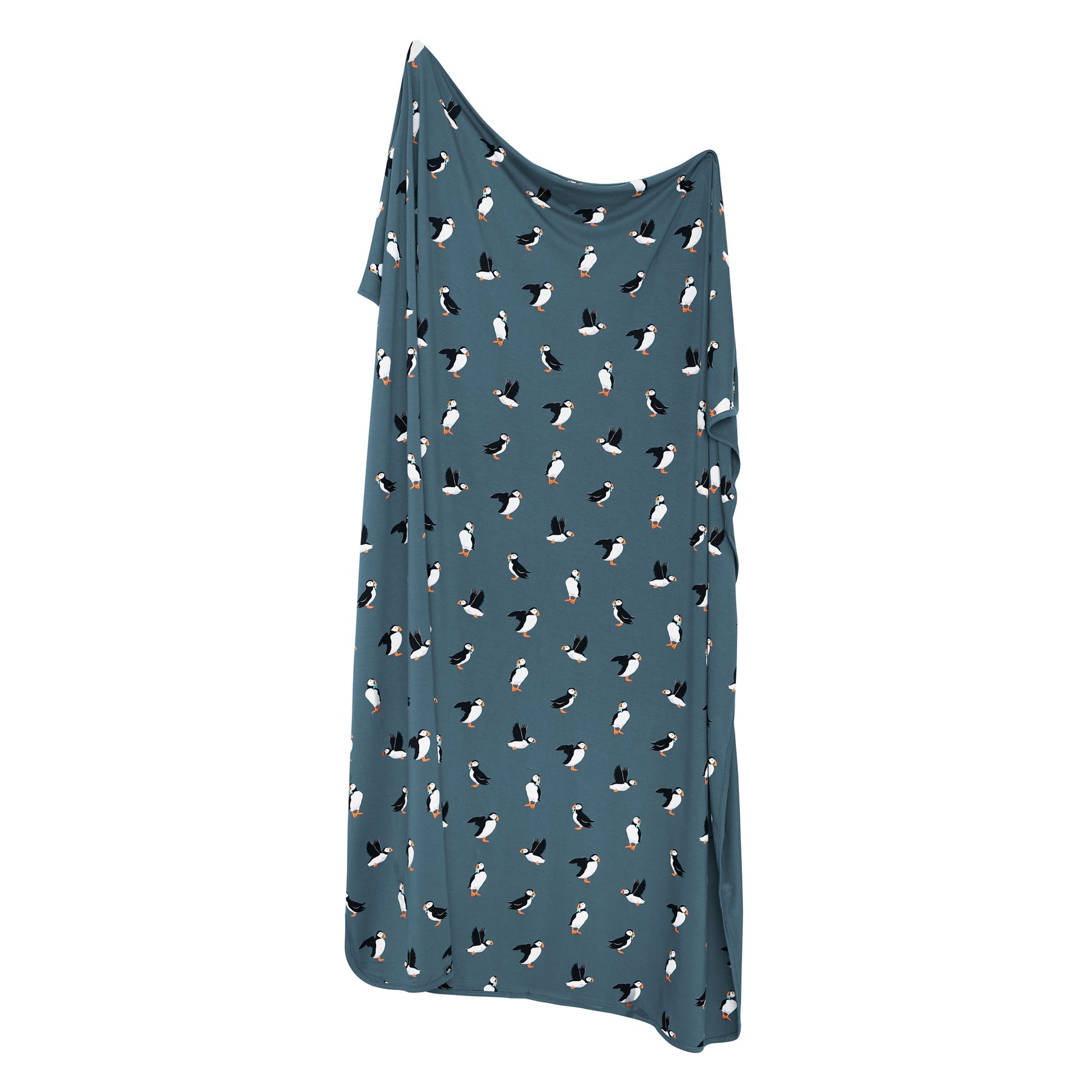 Swaddle Blanket in Puffin shown unswaddled