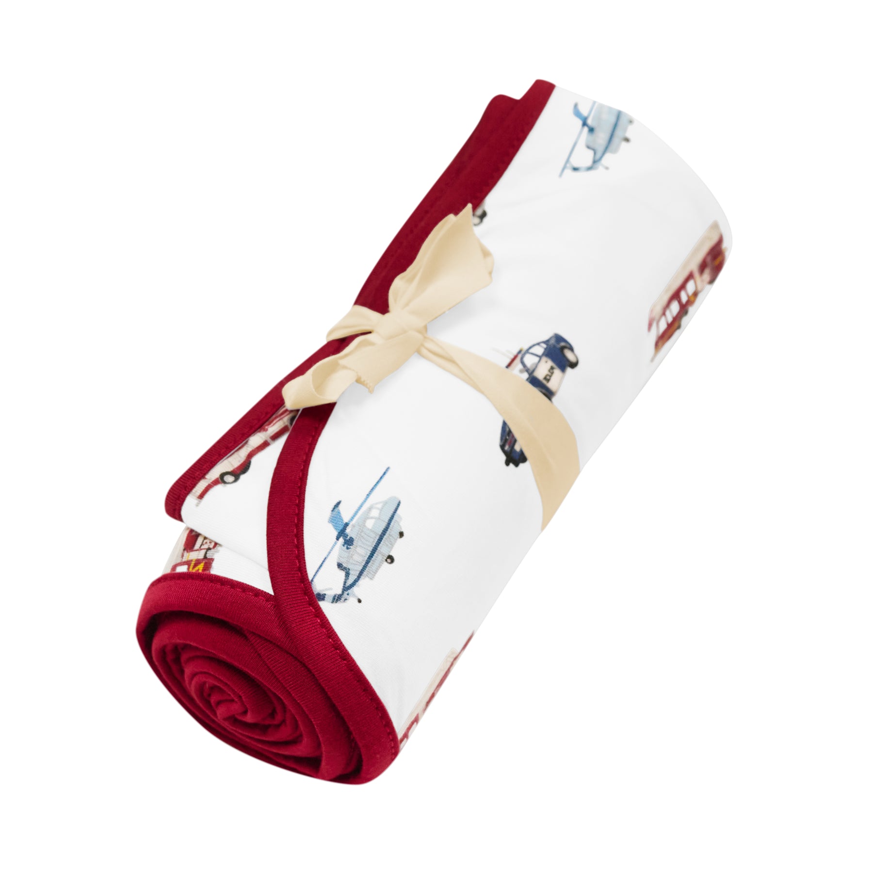 First Responder product photo of swaddle blanket wrapped up and tied with bow