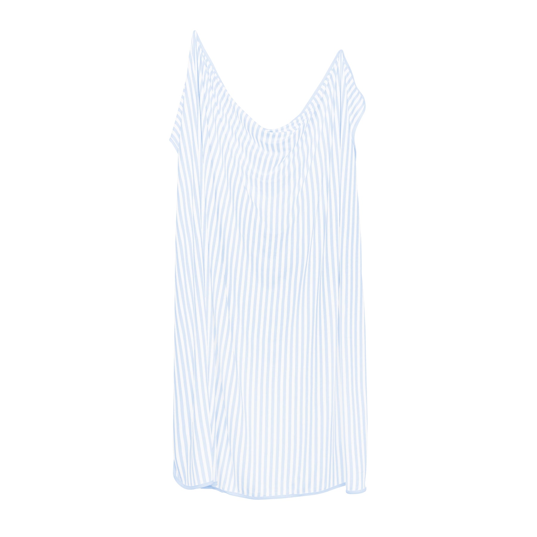 Product photo of Swaddle Blanket in Small Mist Stripe shown unswaddled