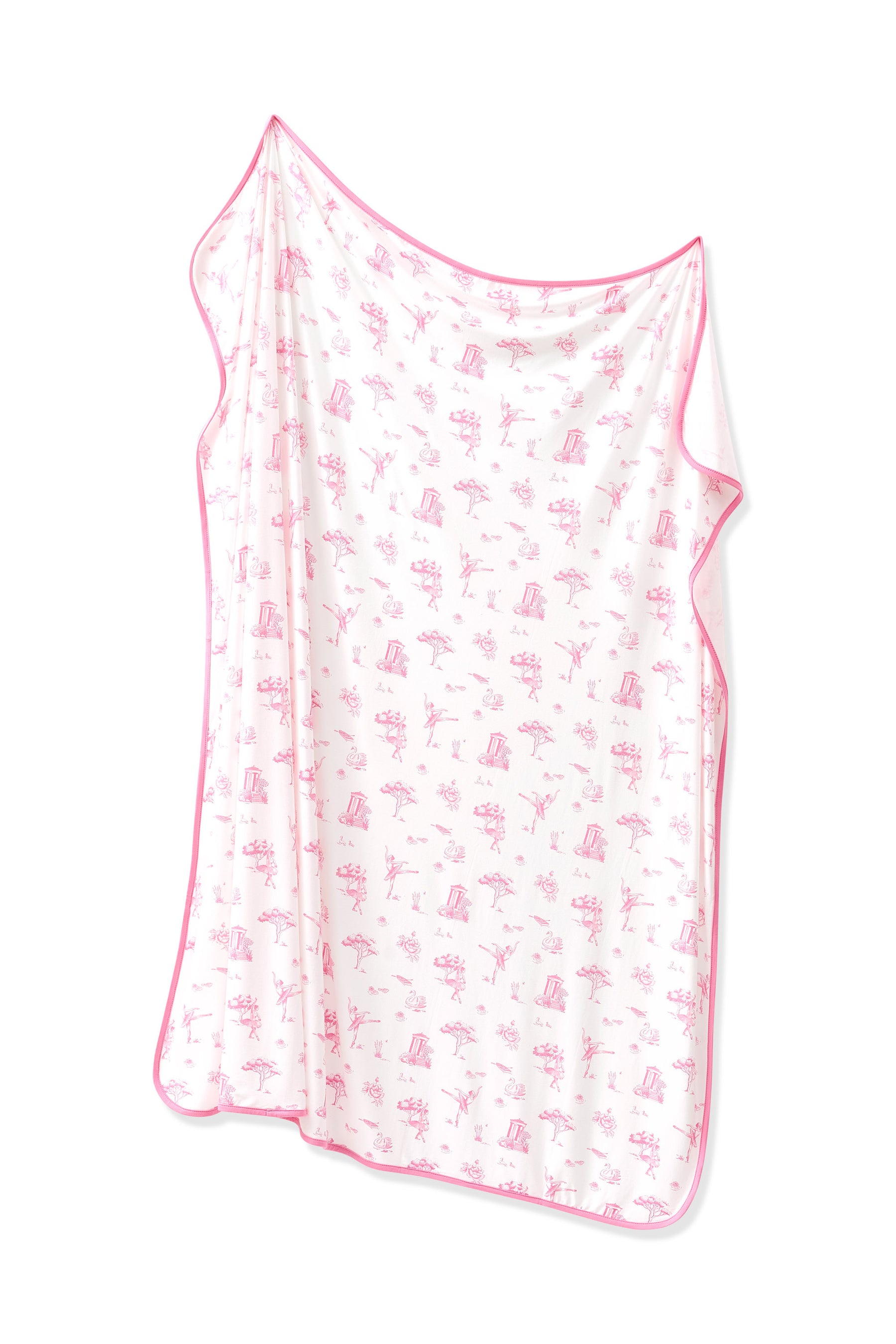 Swaddle Blanket in Toile Ballet shown unswaddled