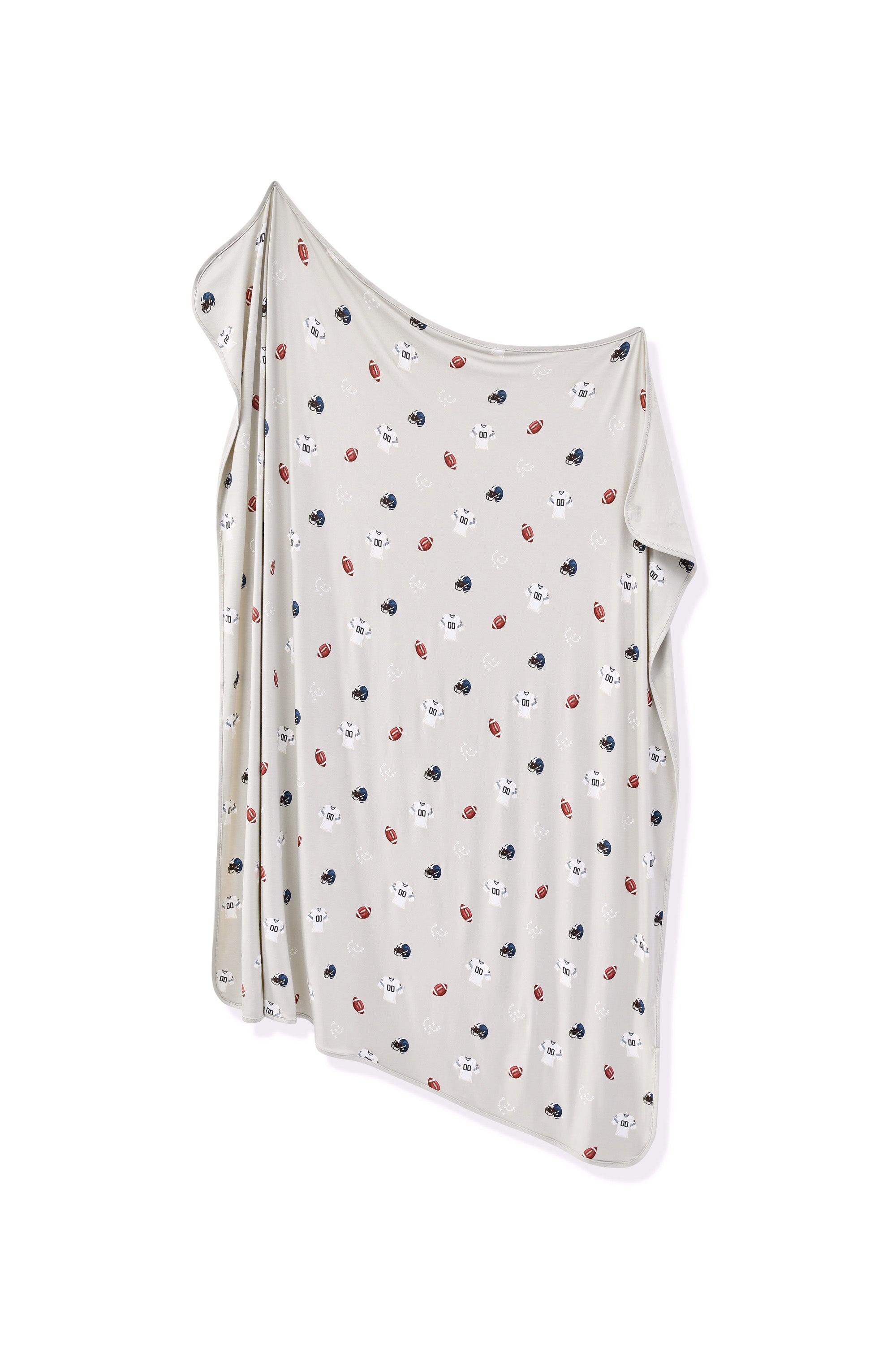 Swaddle Blanket in Vintage Football print on a white background