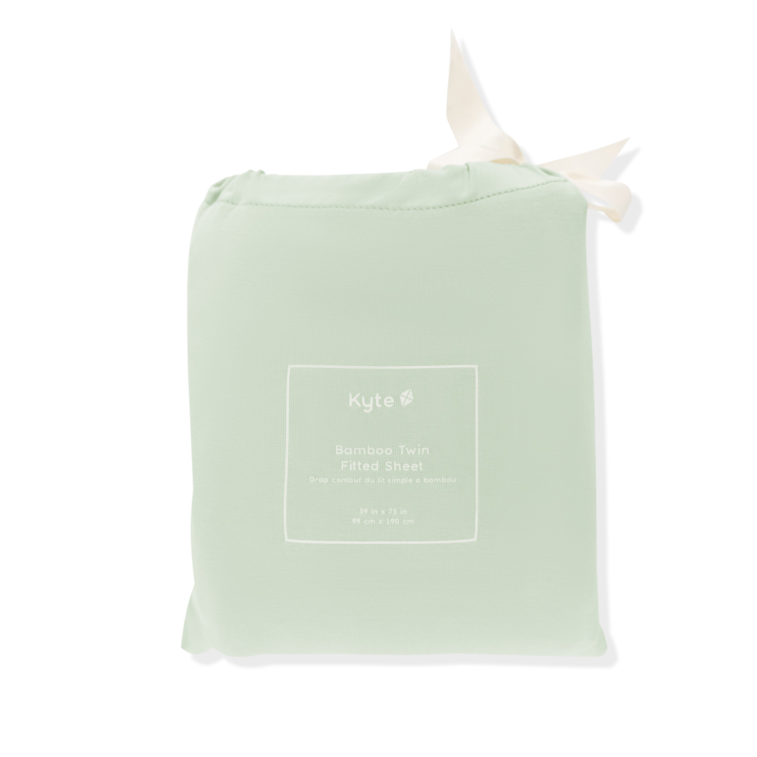 Twin Sheet in Basil shown in its packaging