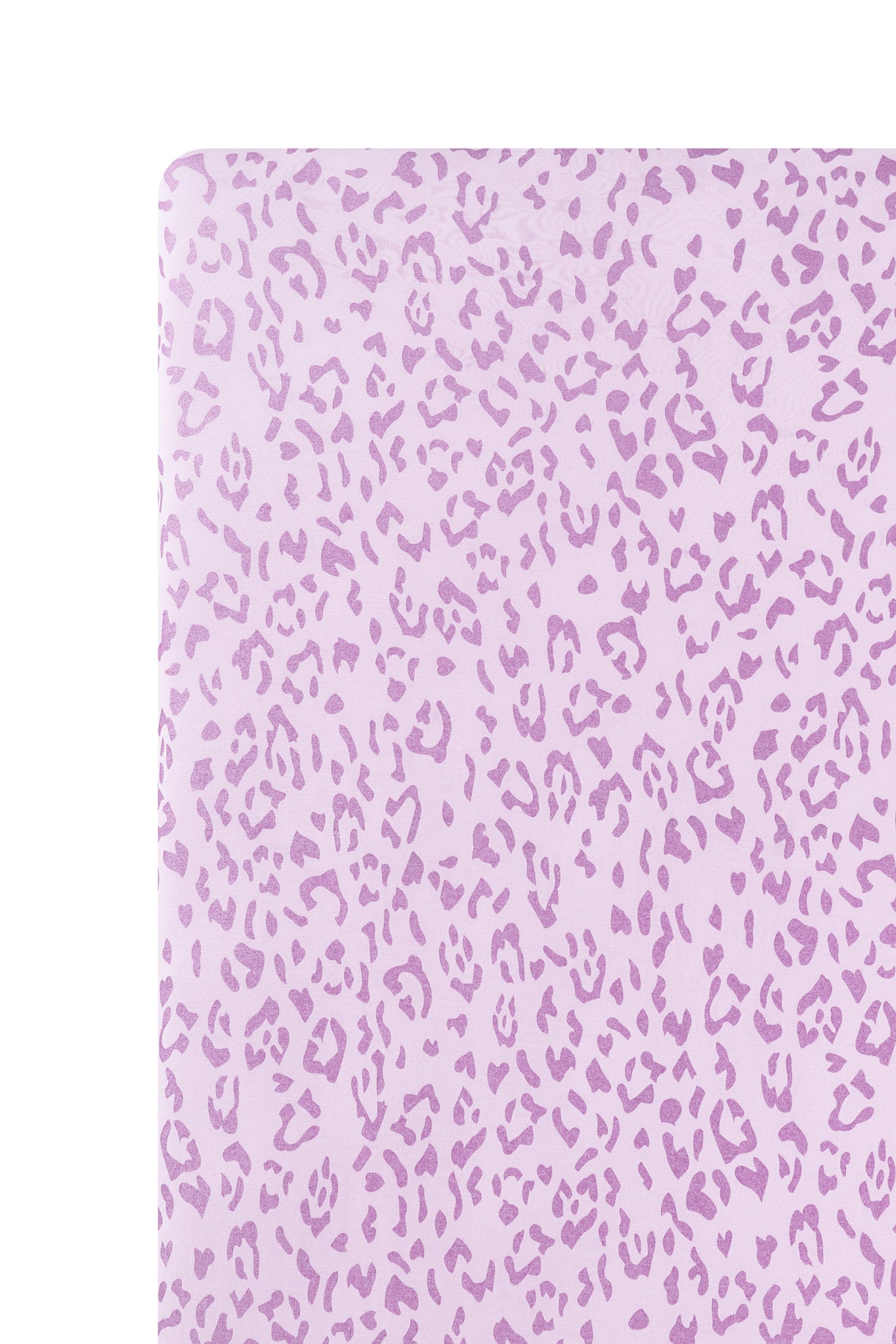 Twin Sheet in Thistle Leopard print on white background