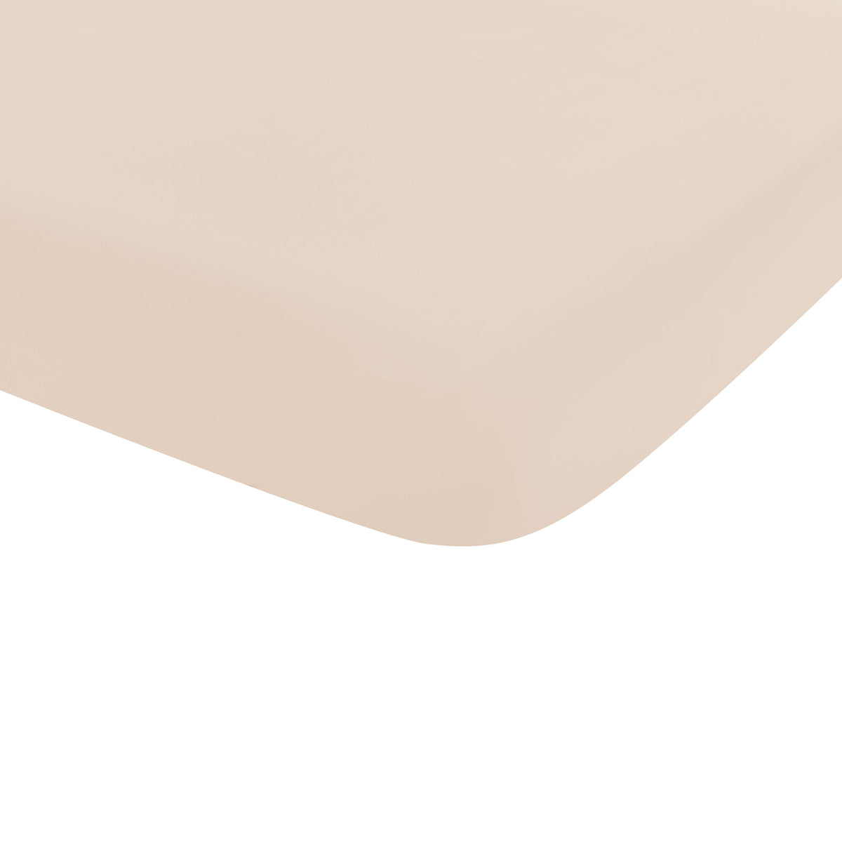 Corner of the Twin Sheet in Bisque shown on a crib mattress