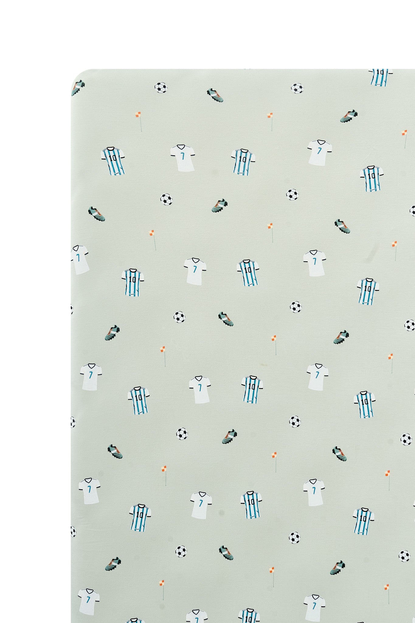 Soccer print Twin Sheet on white background