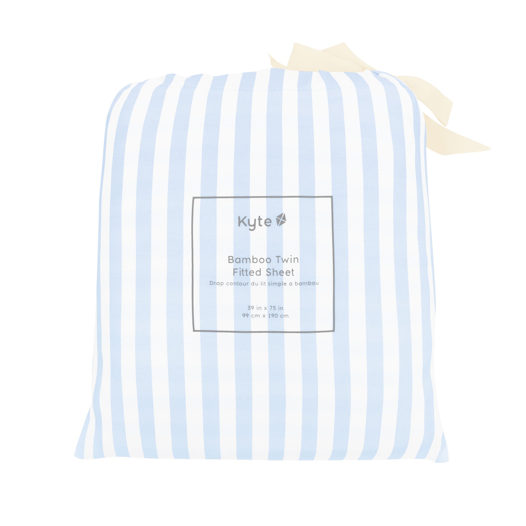 Twin Sheet in Small Mist Stripe shown in its packaging