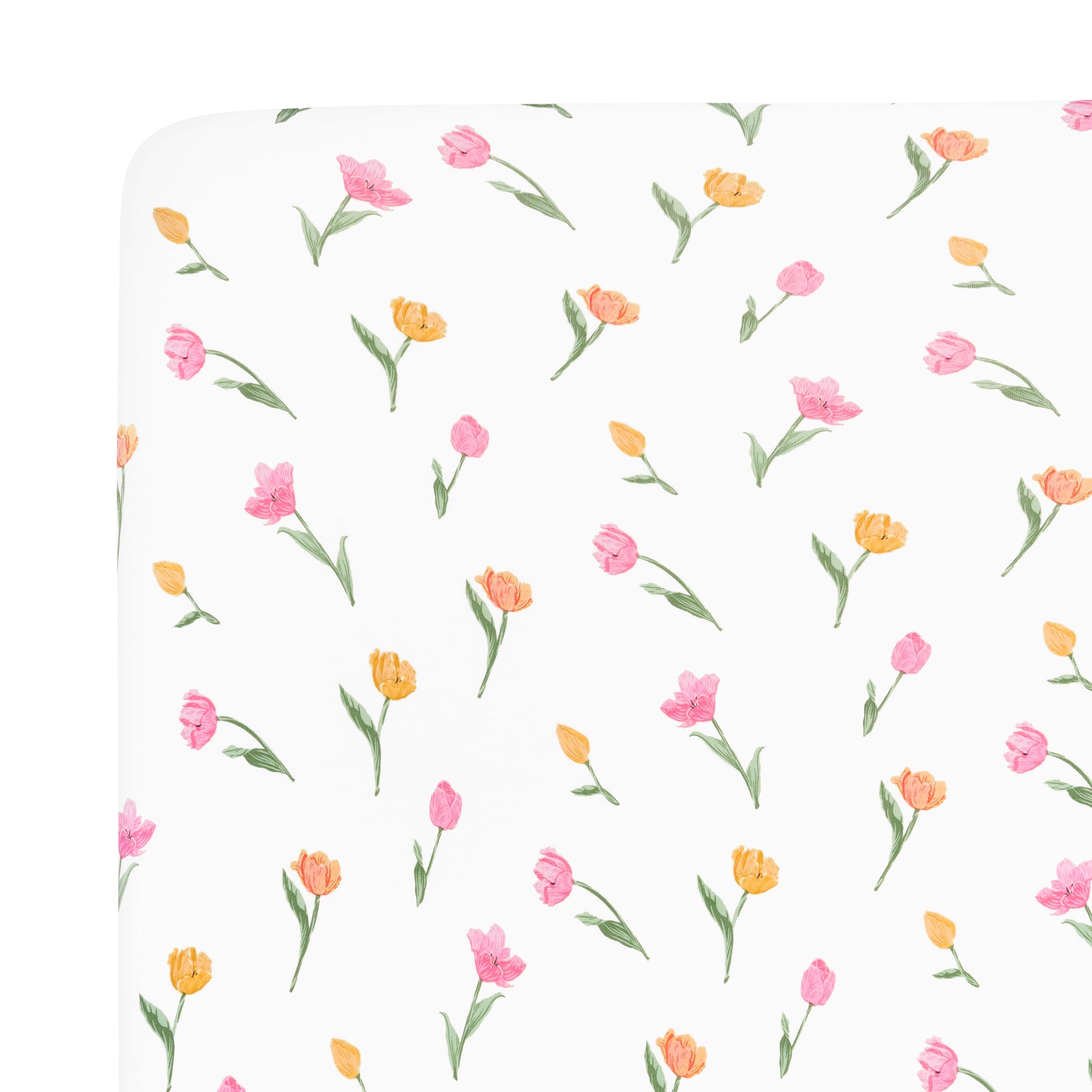 Close up of the Twin Sheet in Tulip shown on a mattress