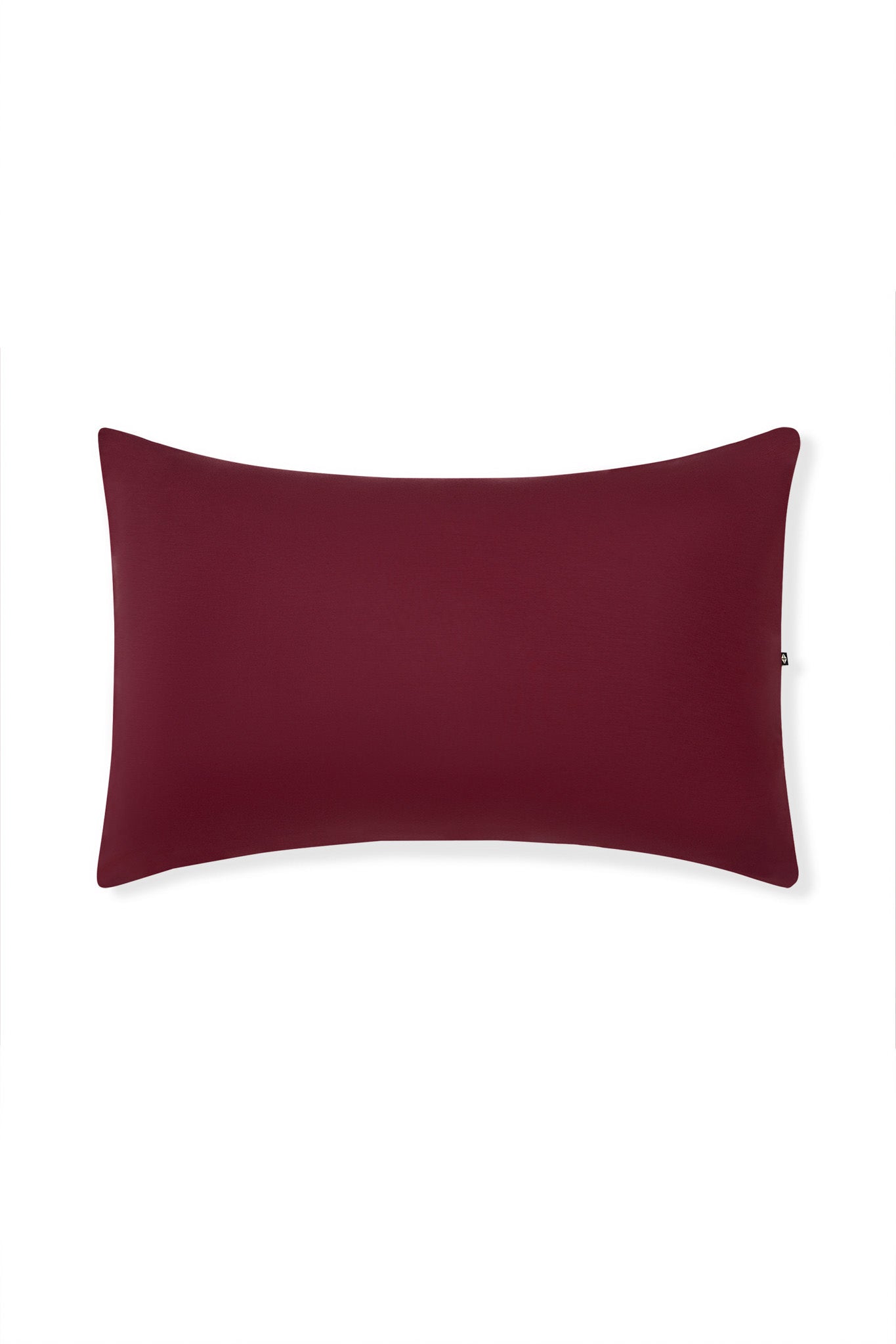 Front Side Standard Pillowcase in Burgundy on a white background