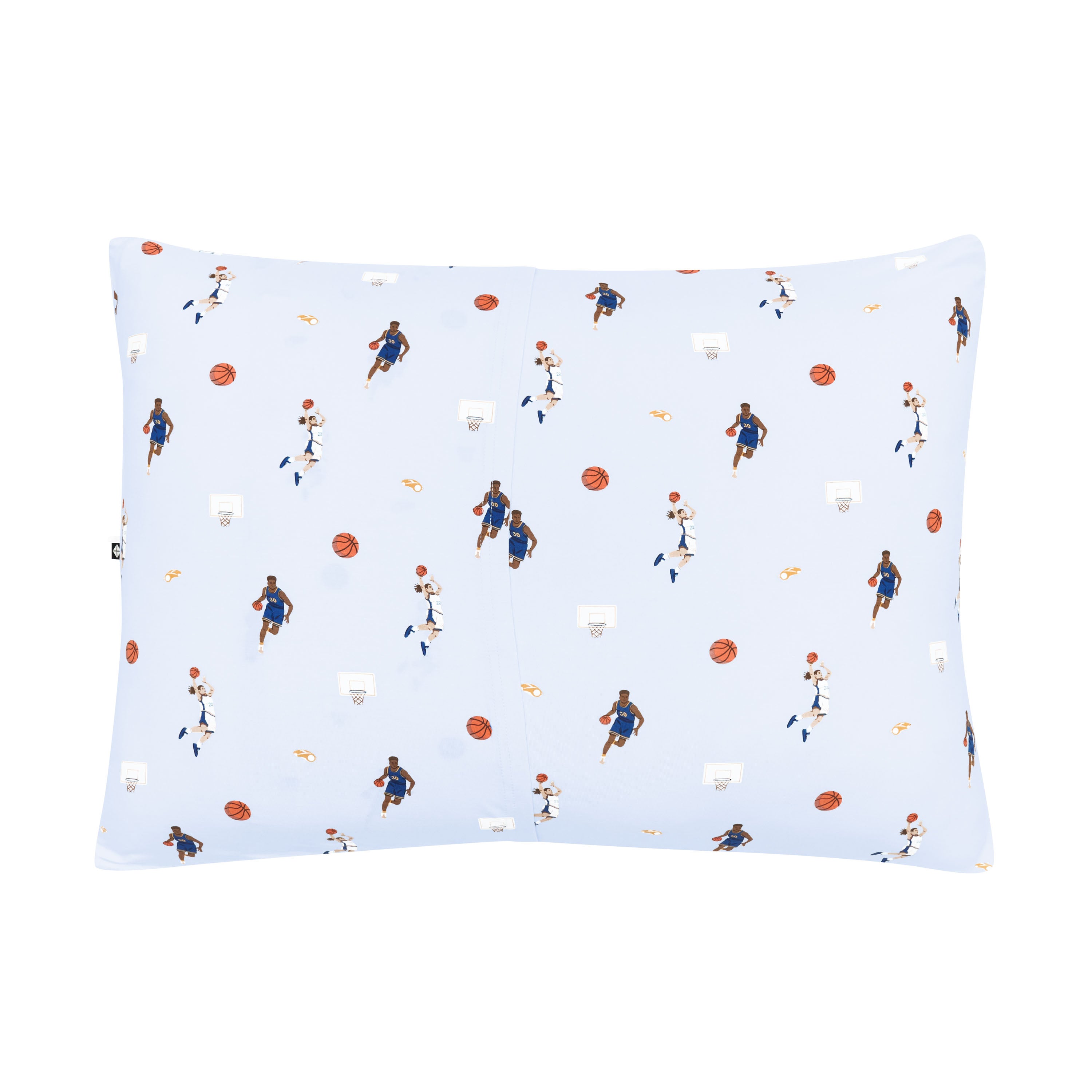 Back of the Standard Pillowcase in Basketball showing the envelope closure