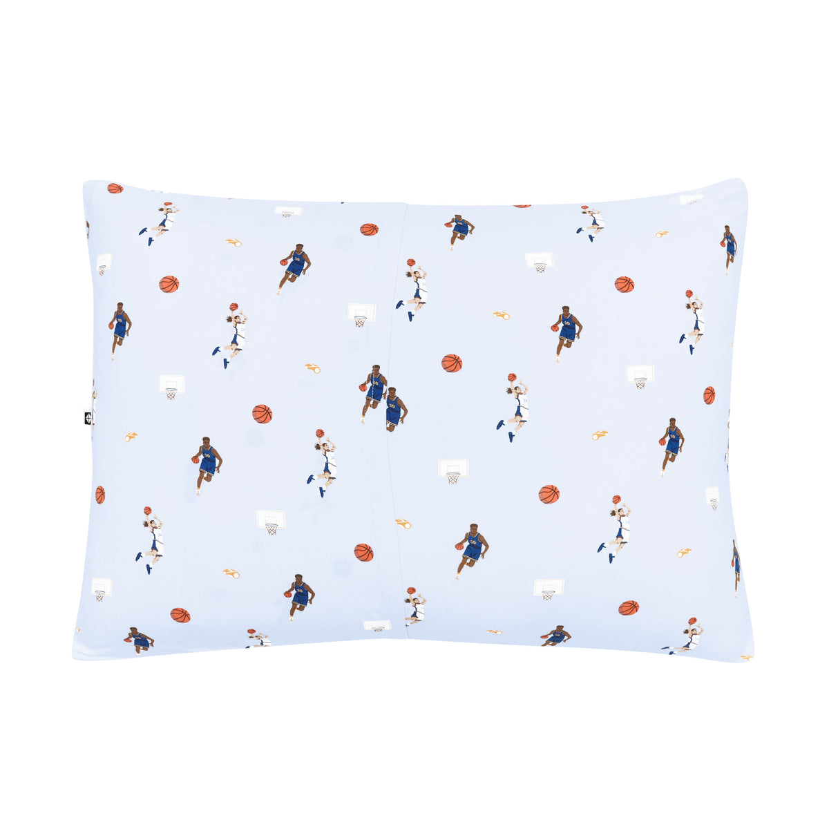 Back of the Standard Pillowcase in Basketball showing the envelope closure