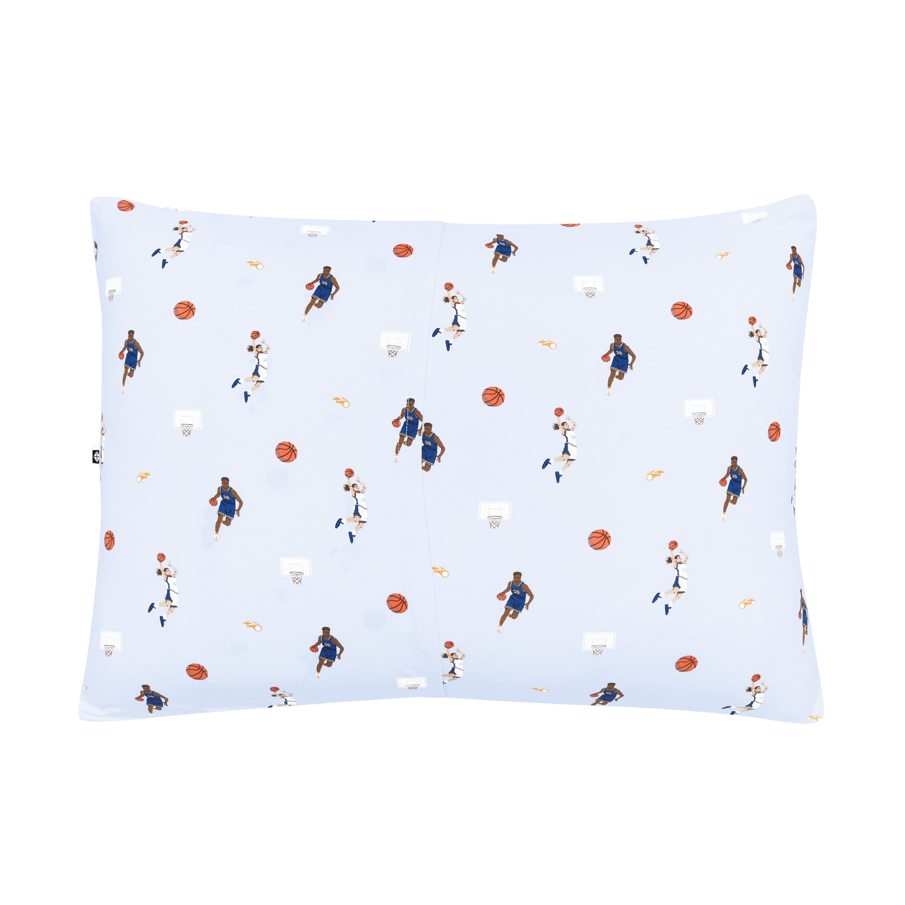 Back of the Standard Pillowcase in Basketball showing the envelope closure