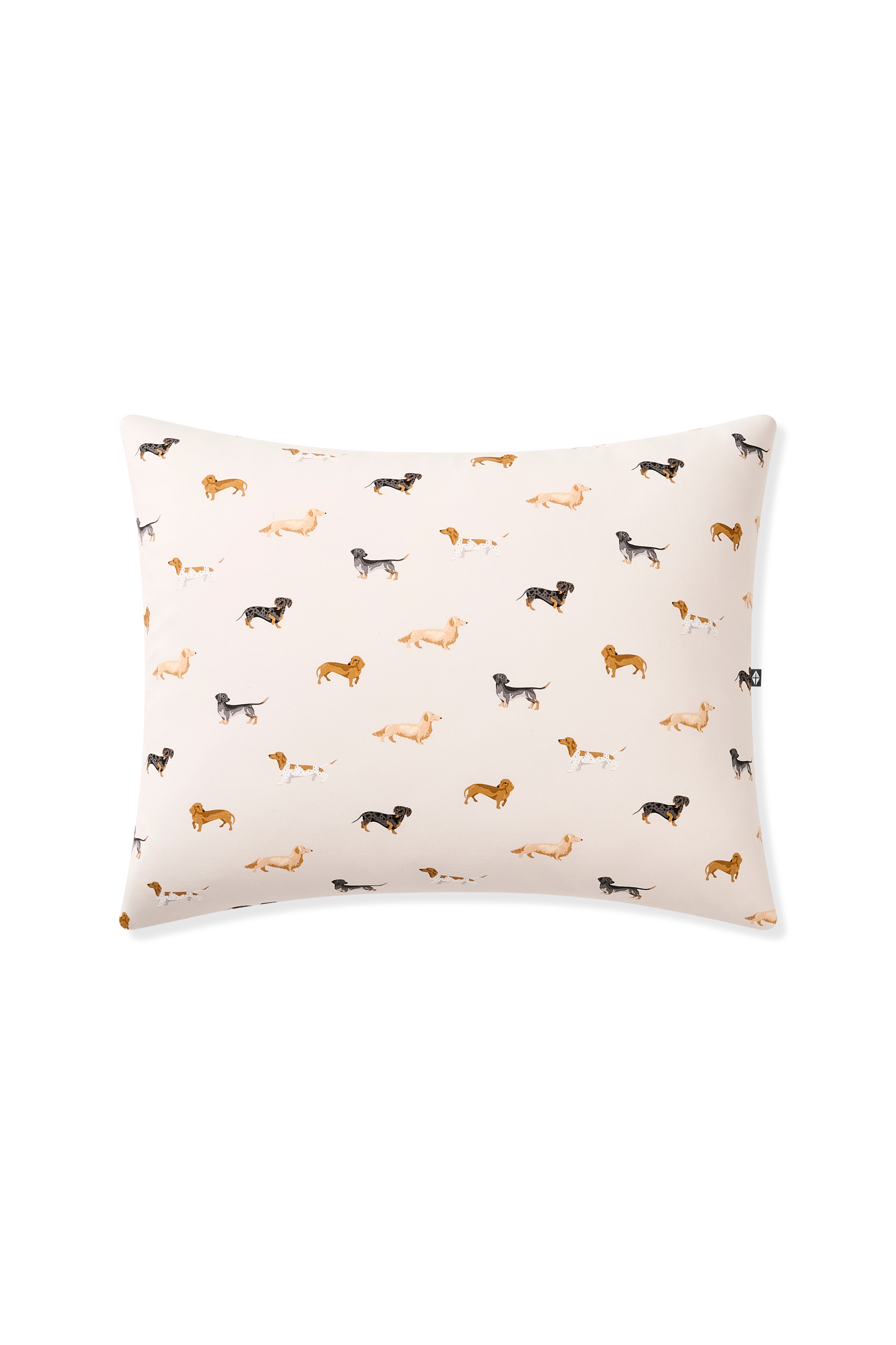 Standard Pillowcase in Dachshund print on a white background