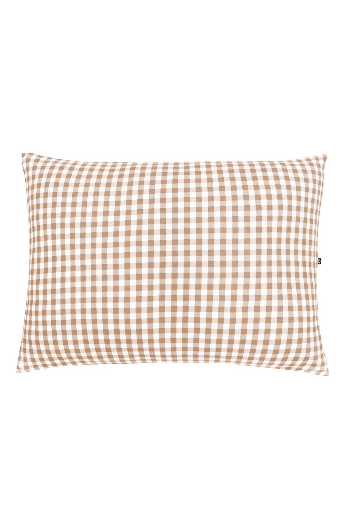 The front of the Standard Pillowcase in Gingham Bisque