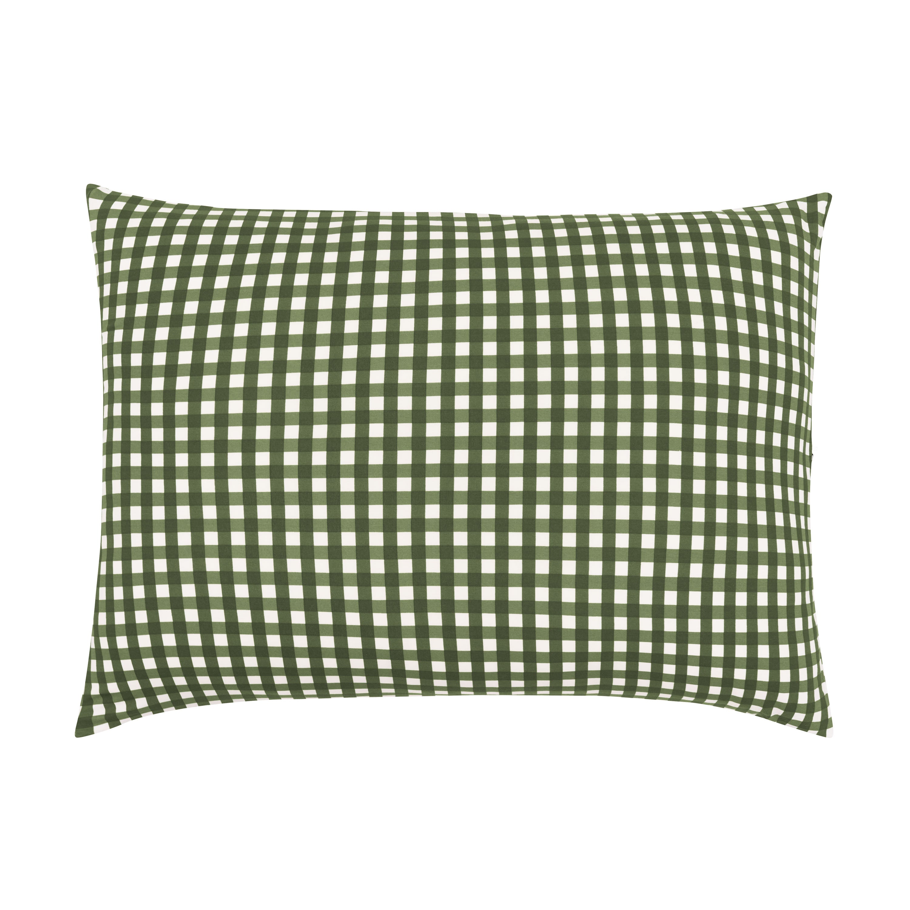 The front of the Standard Pillowcase in Gingham Fir