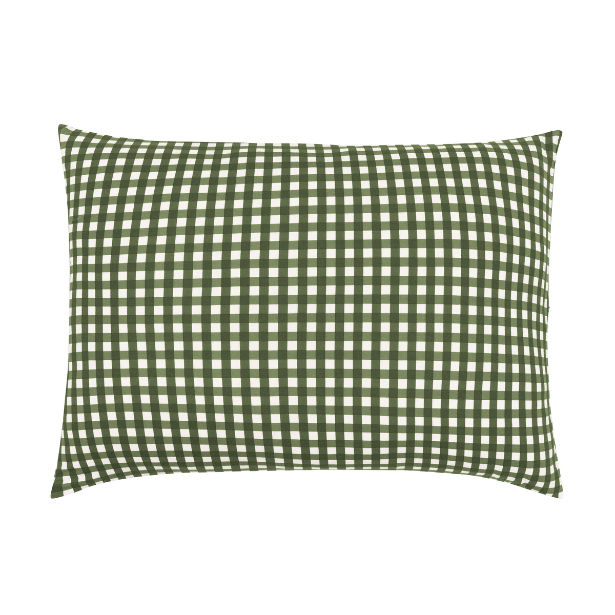The front of the Standard Pillowcase in Gingham Fir