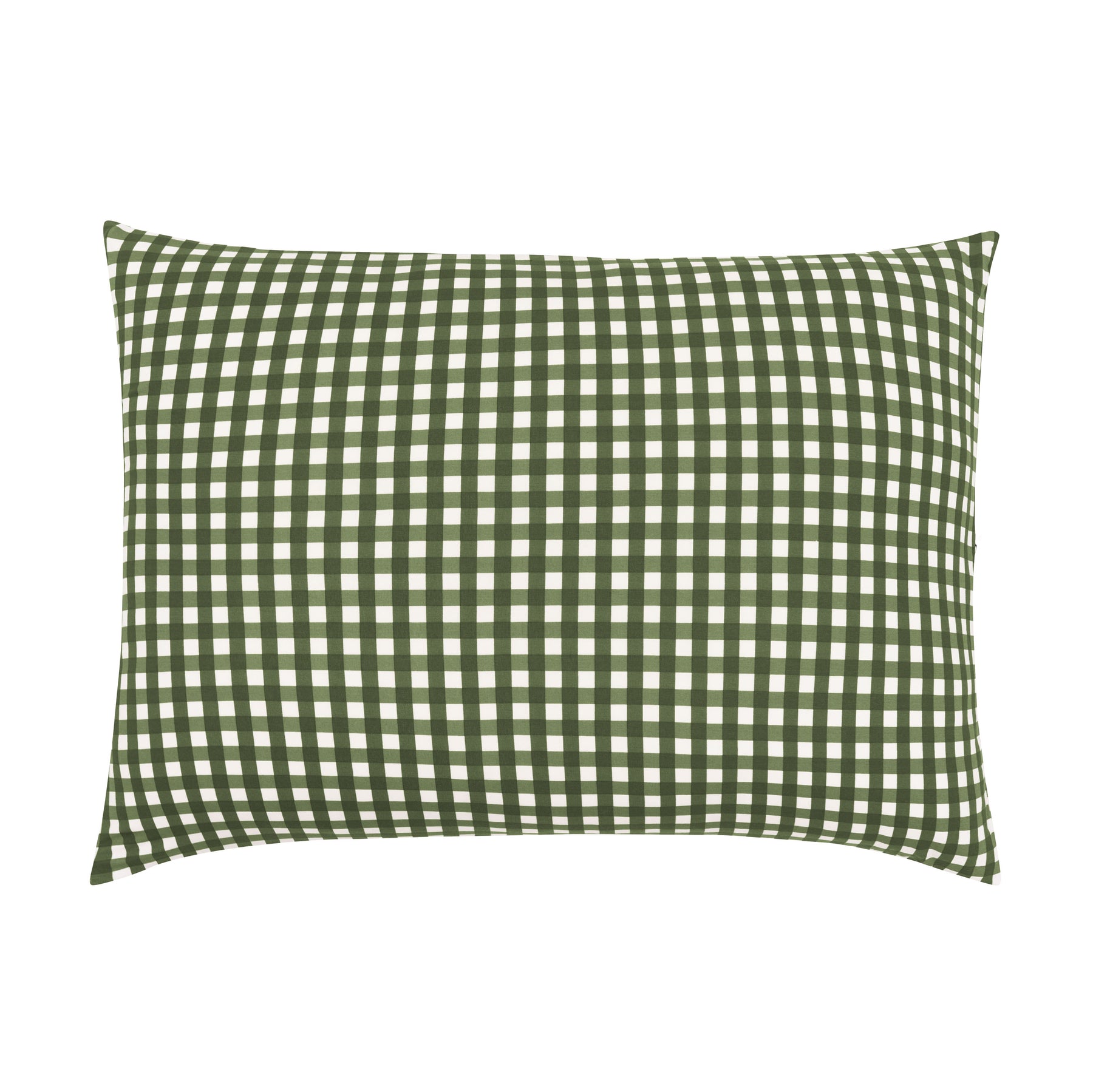 The front of the Standard Pillowcase in Gingham Fir