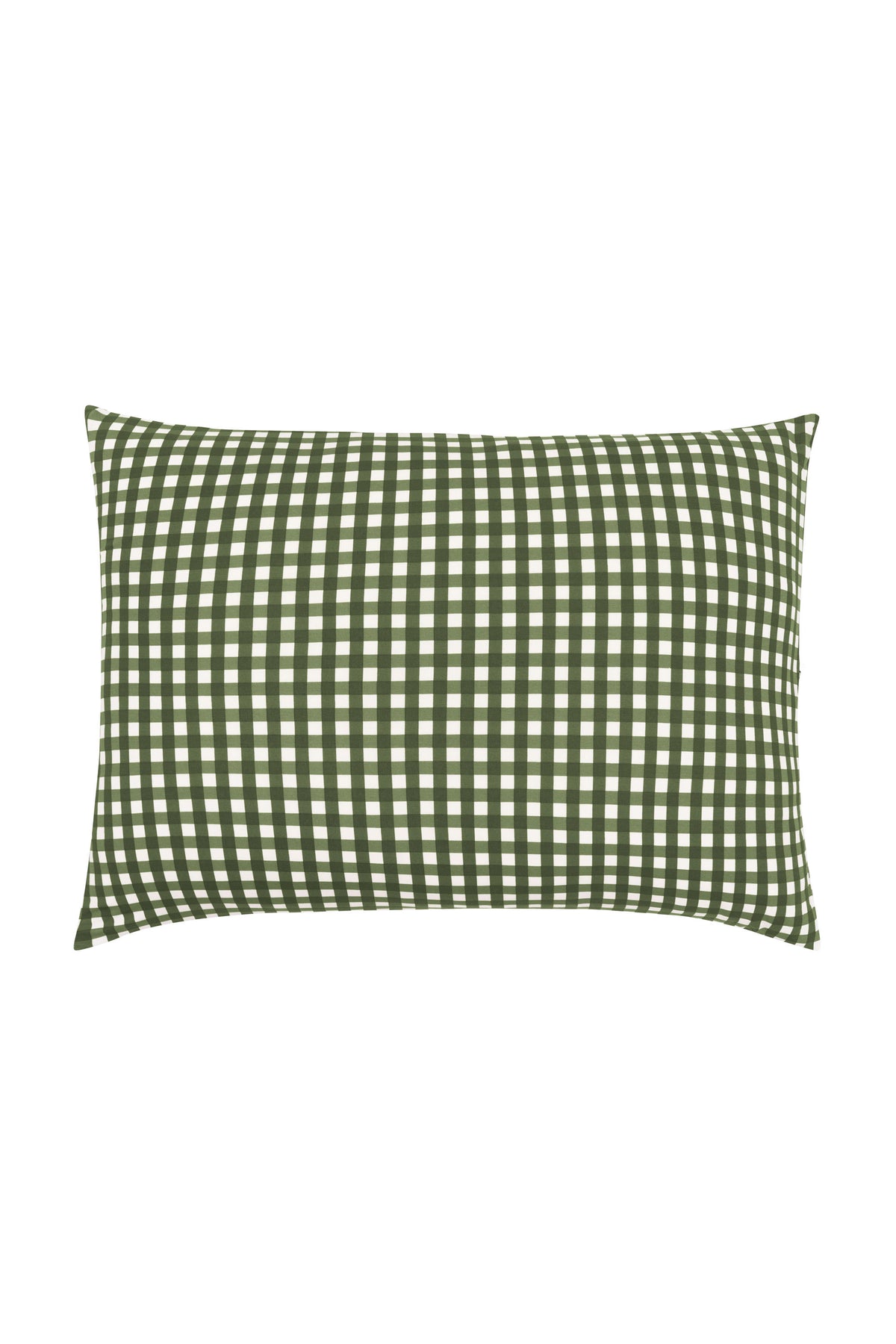 The front of the Standard Pillowcase in Gingham Fir