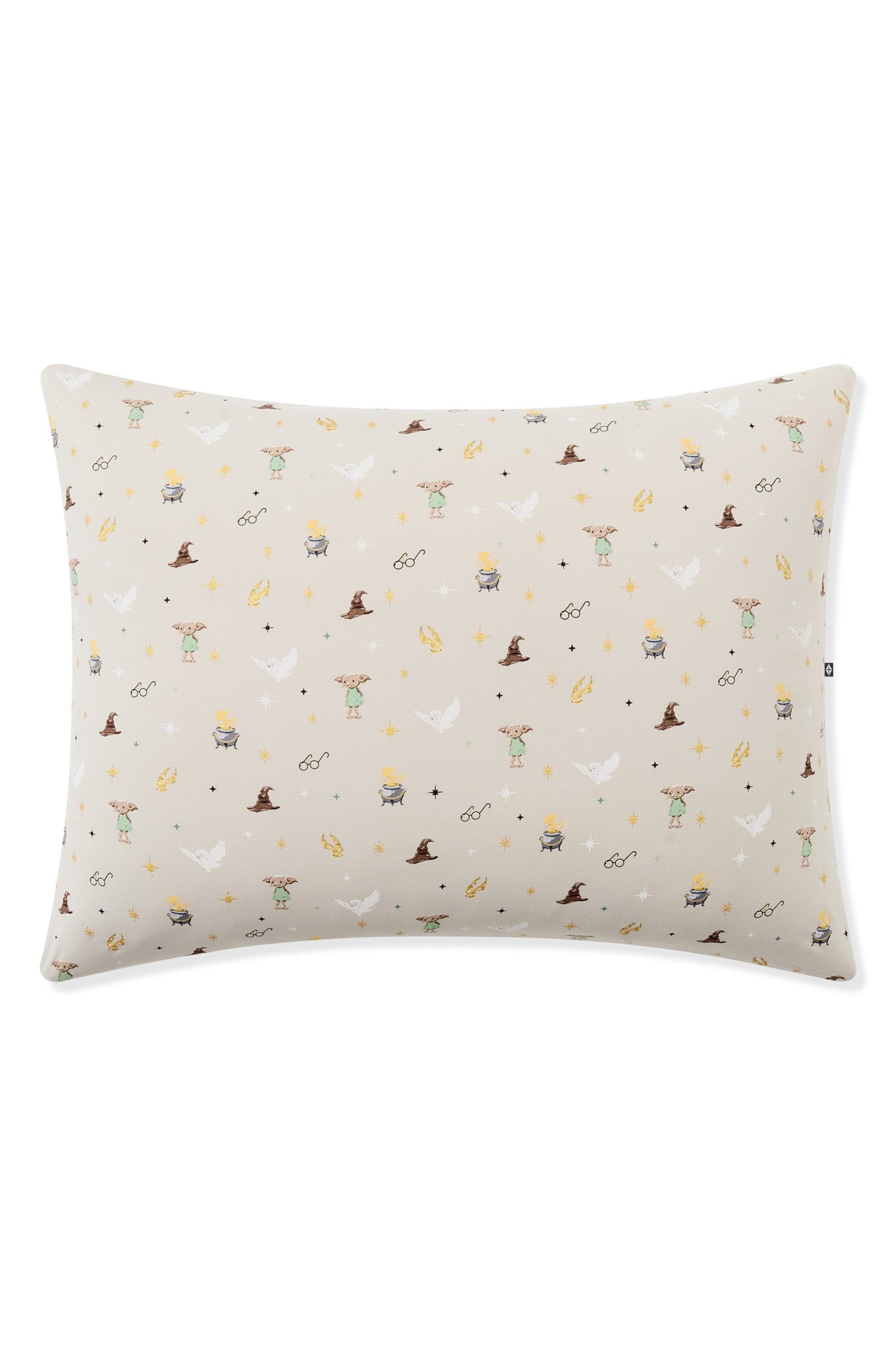 Beige Standard pillowcase with Harry Potter prints on a white background