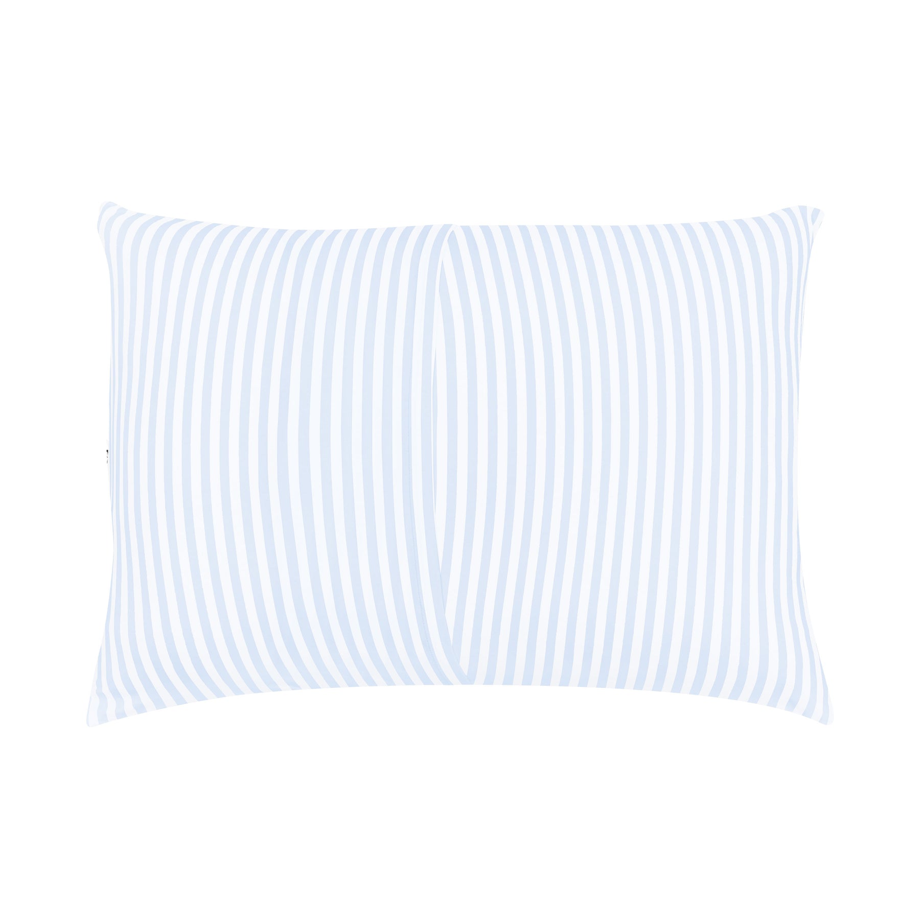 Envelope closure on the back of the Standard Pillowcase in Small Mist Stripe