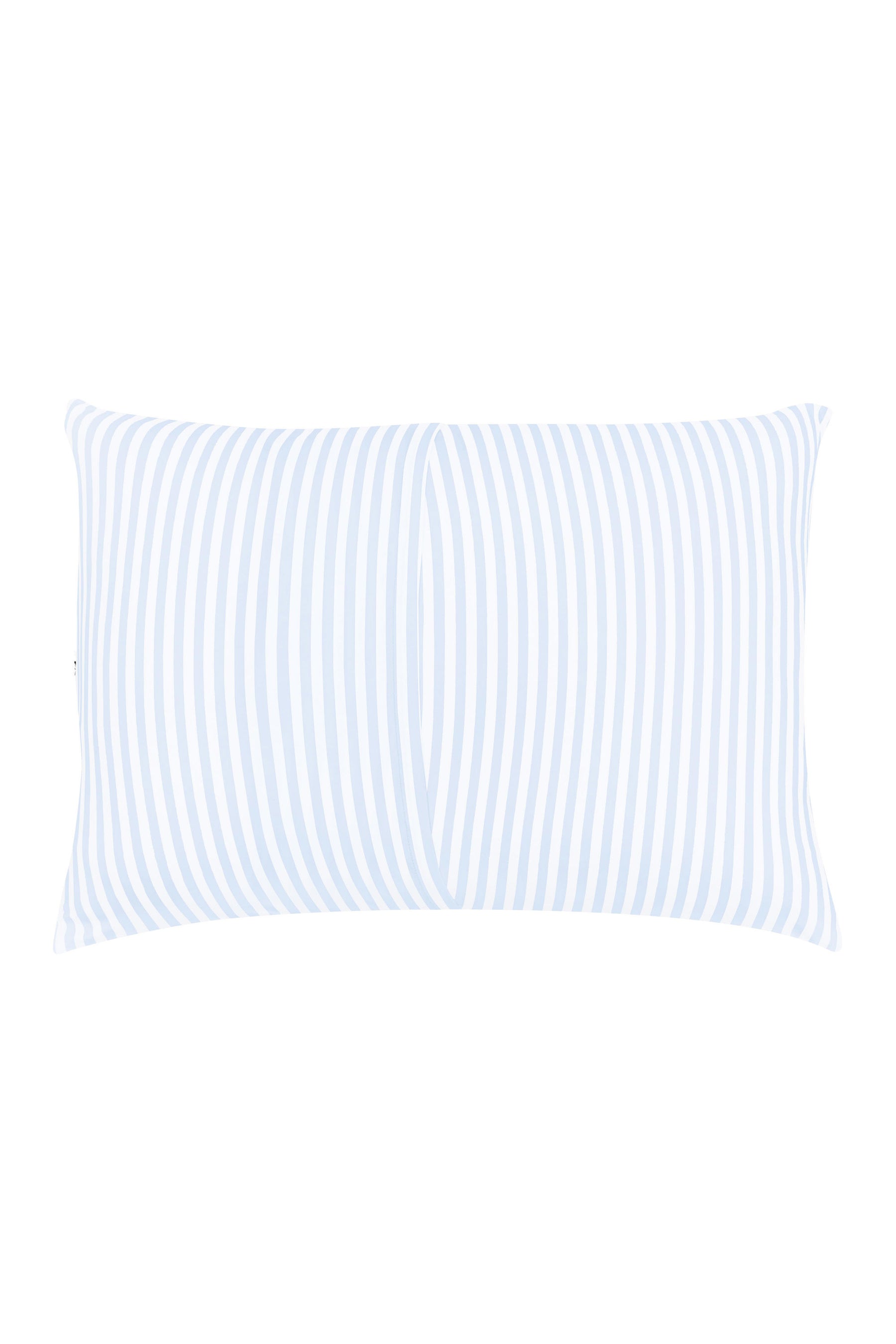 Envelope closure on the back of the Standard Pillowcase in Small Mist Stripe