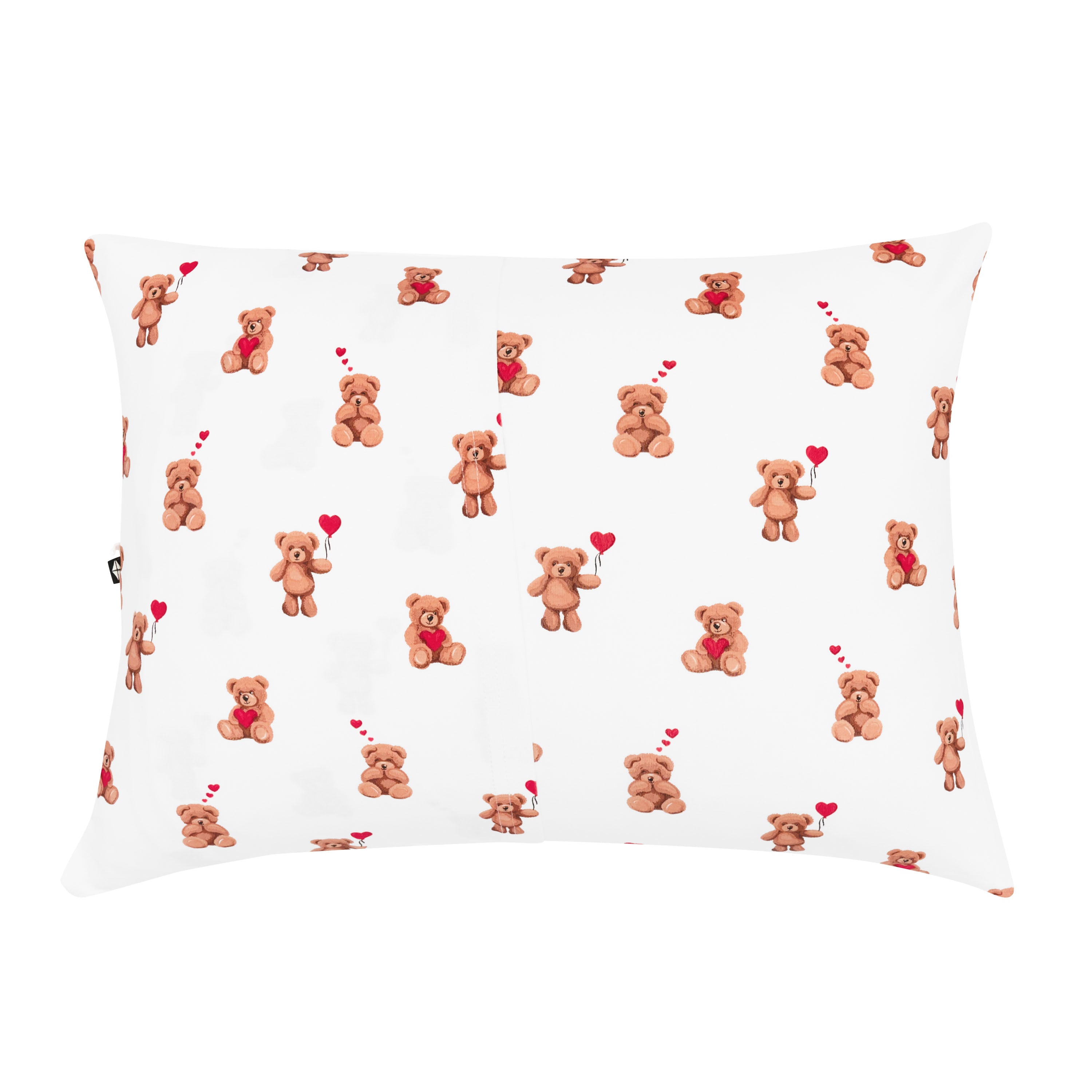 The back of the Toddler Pillowcase in Bear Hearts showing the envelope closure