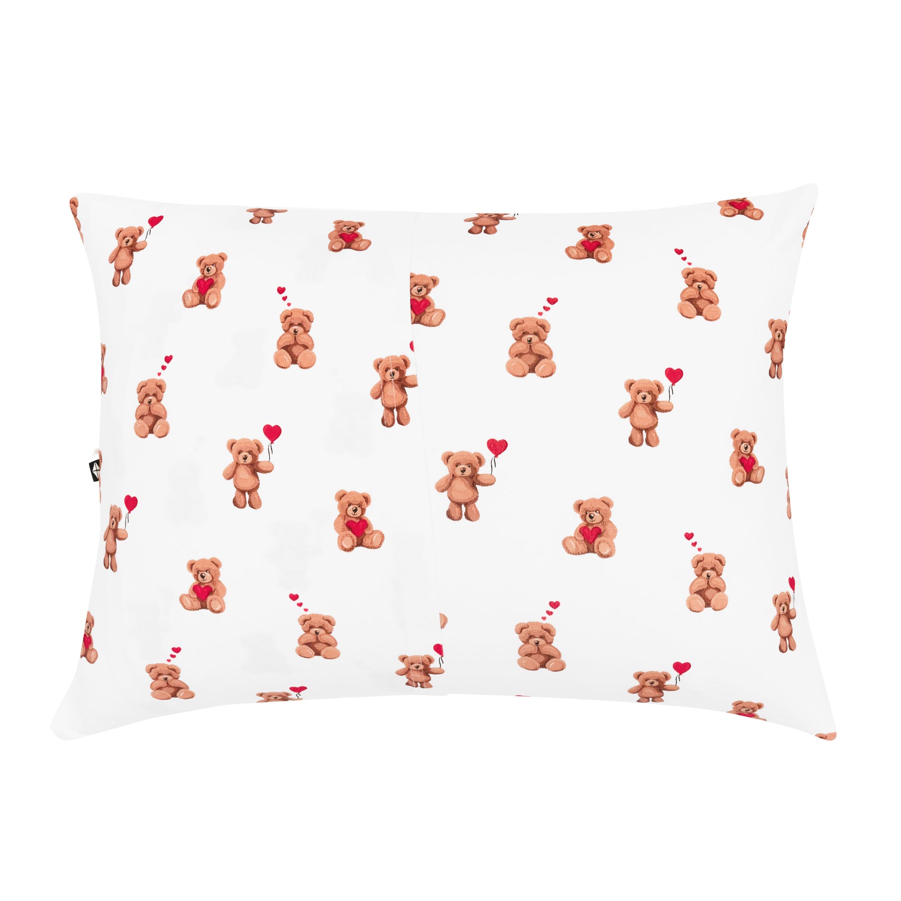 The back of the Toddler Pillowcase in Bear Hearts showing the envelope closure
