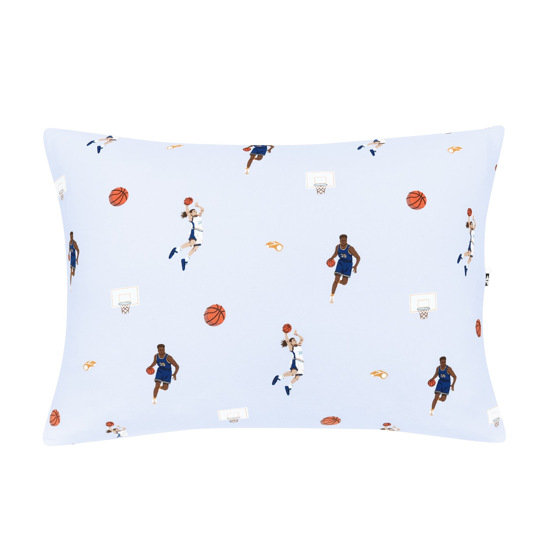 The front of the Toddler Pillowcase in Basketball