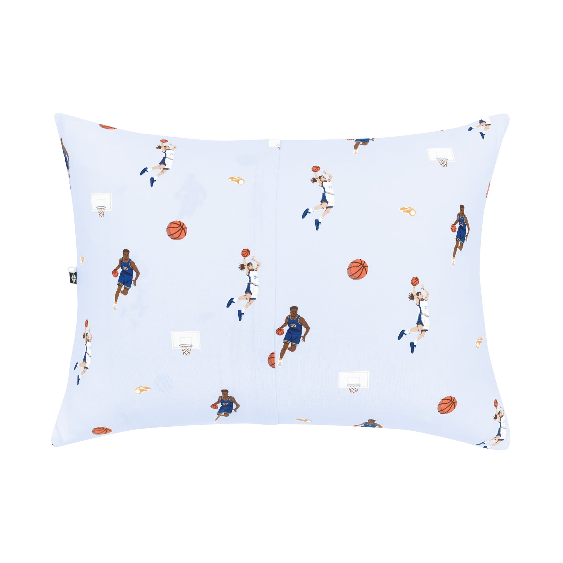 The back of the Toddler Pillowcase in Basketball showing the envelope closure