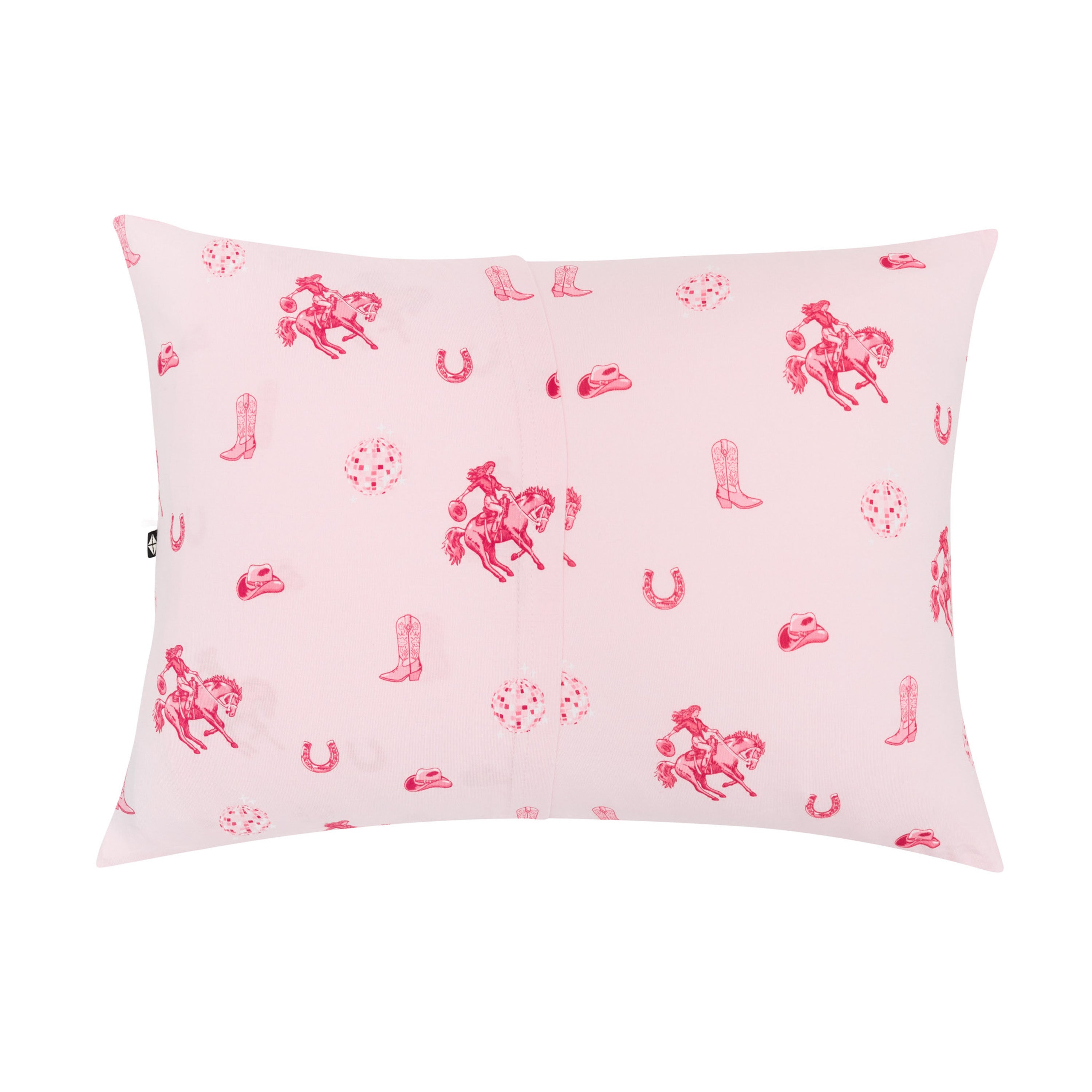 The back of the Toddler Pillowcase in Disco Cowgirl showing the envelope closure