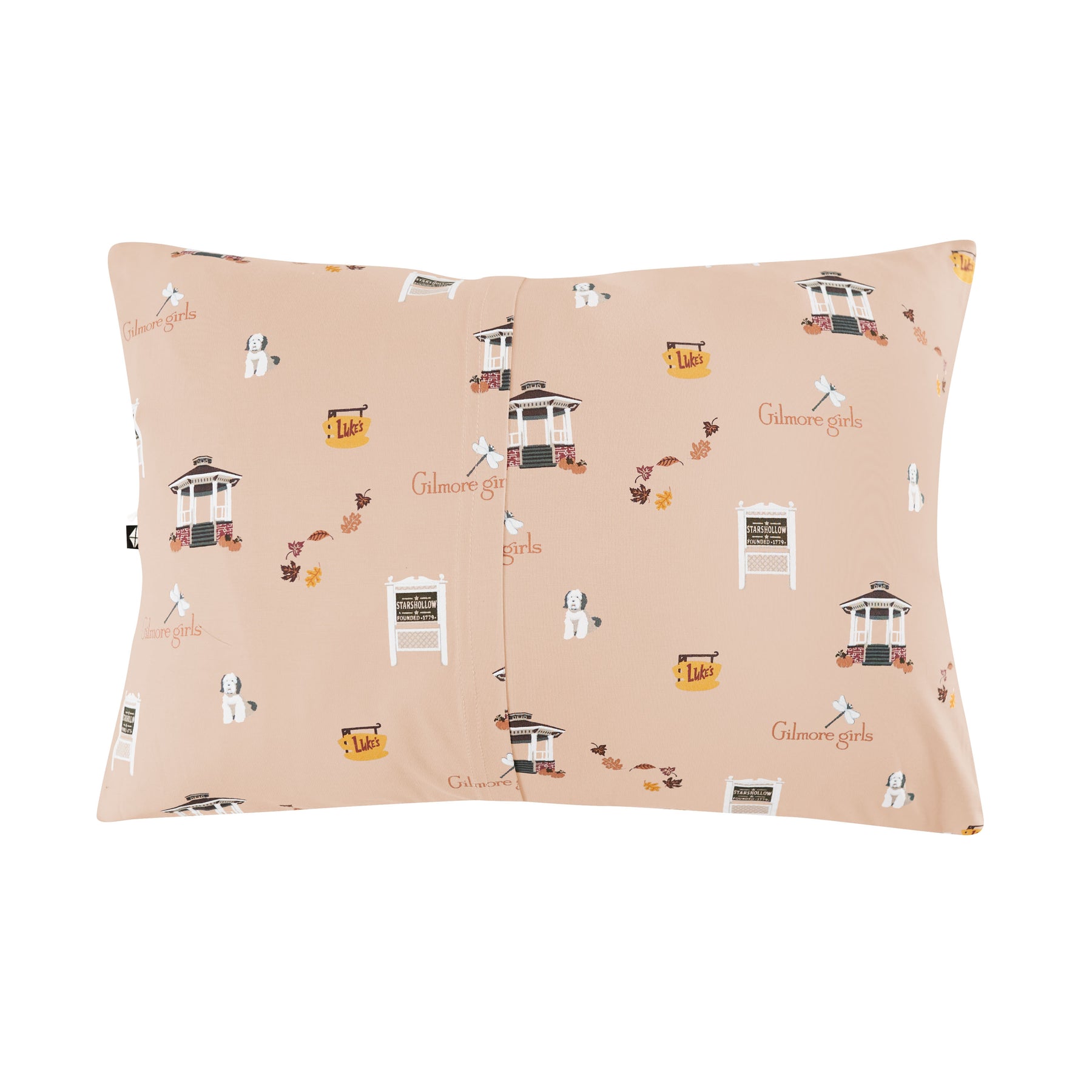 Pillowcase with 'Gilmore Girls' theme design on a beige background