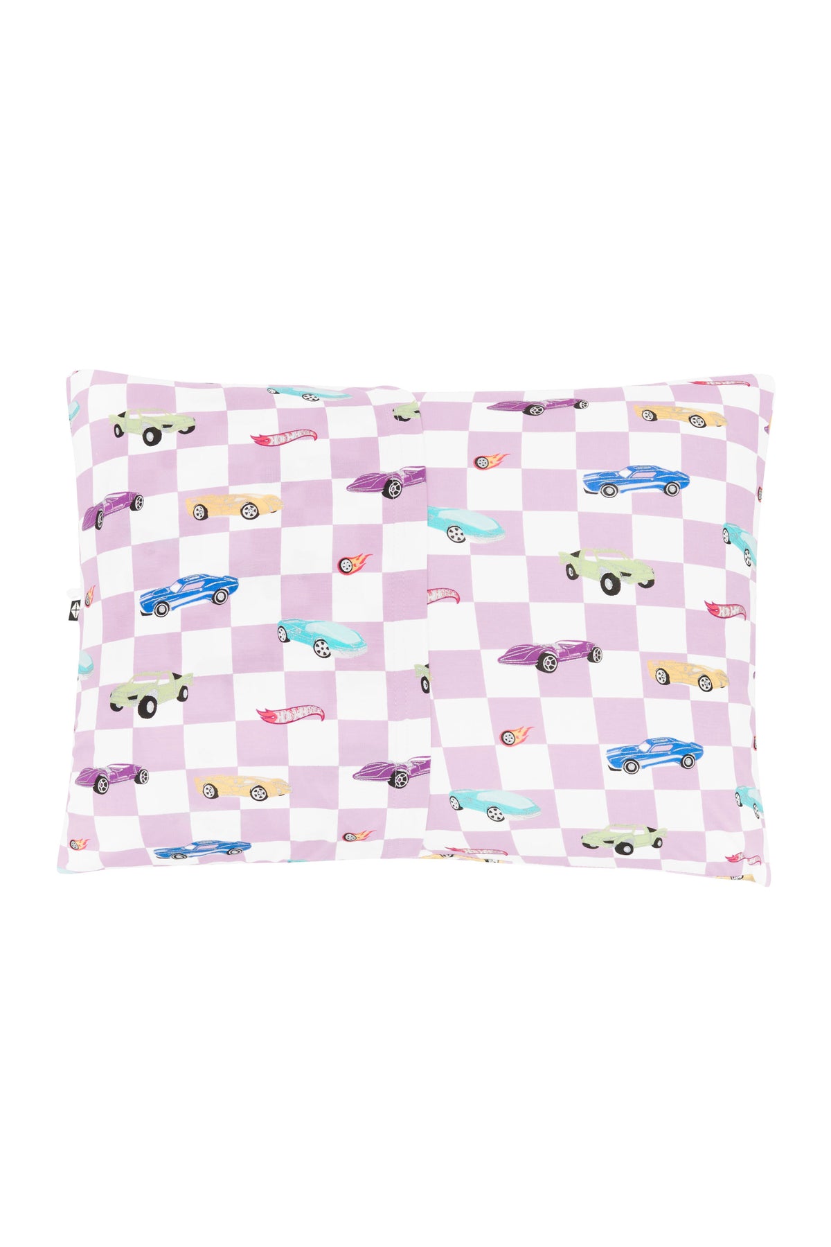 Envelope closure shown on the back of the Toddler Pillowcase in Sparkles and Speed