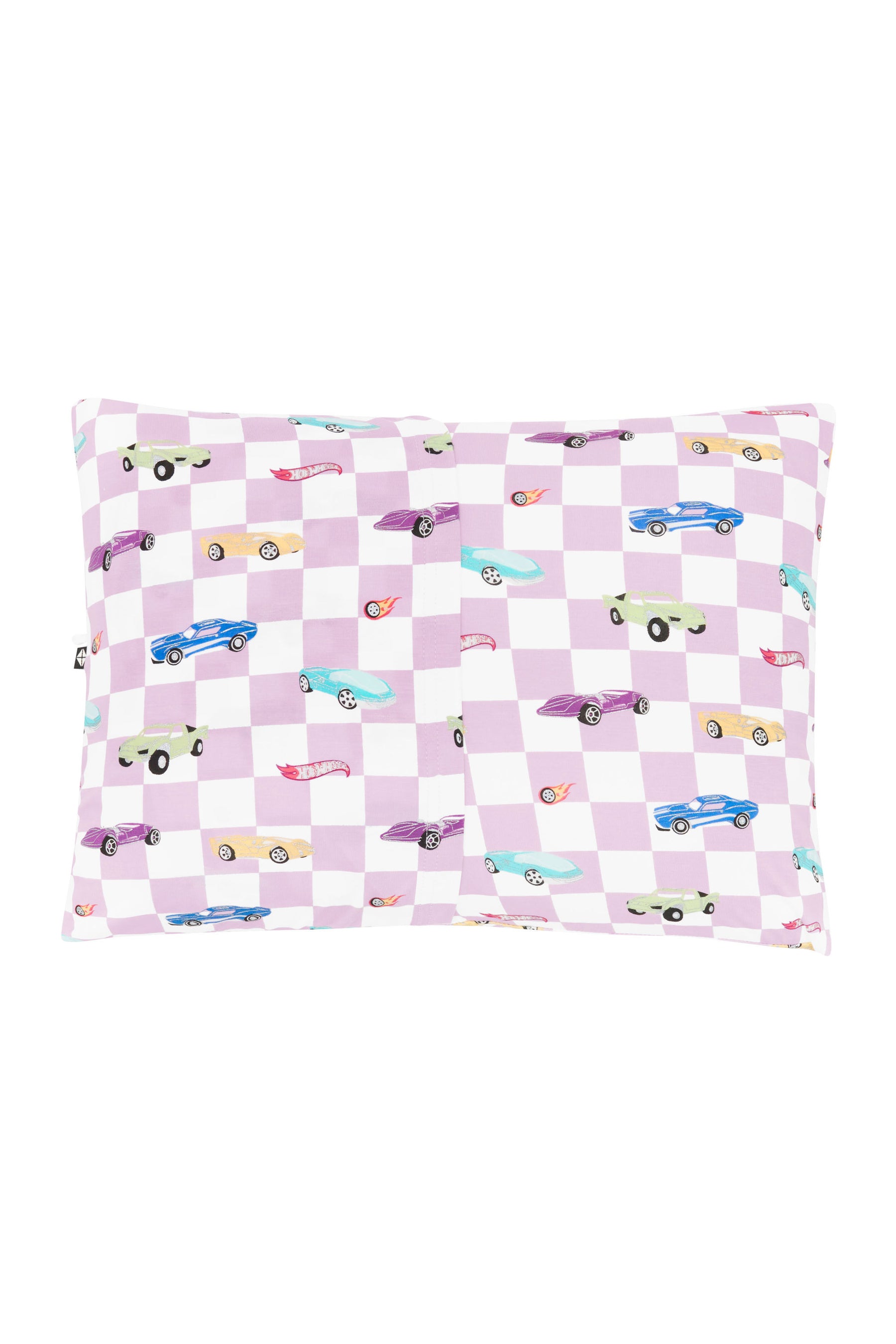 Envelope closure shown on the back of the Toddler Pillowcase in Sparkles and Speed
