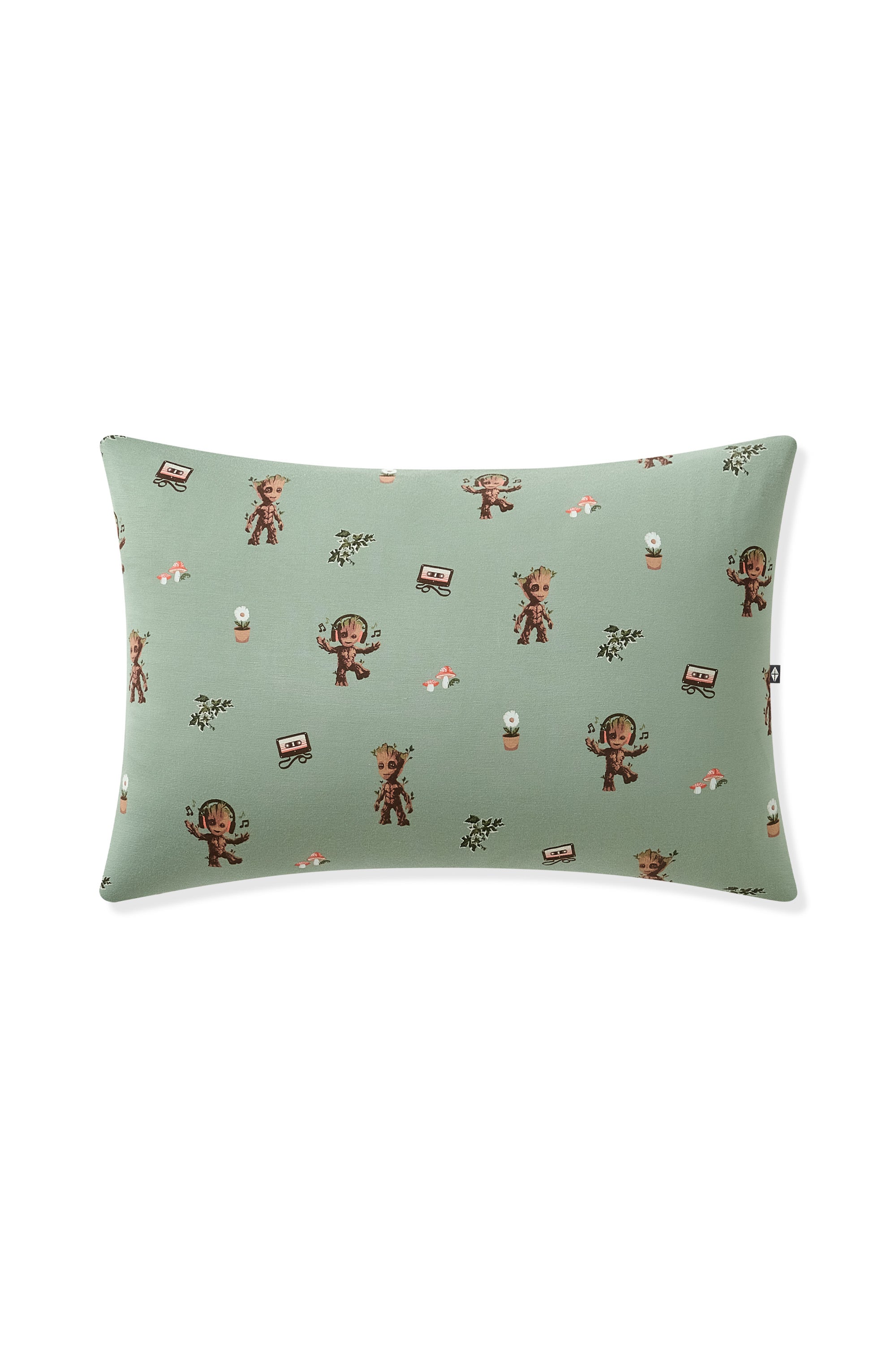 Green Toddler Pillowcase in Groot print on white background
