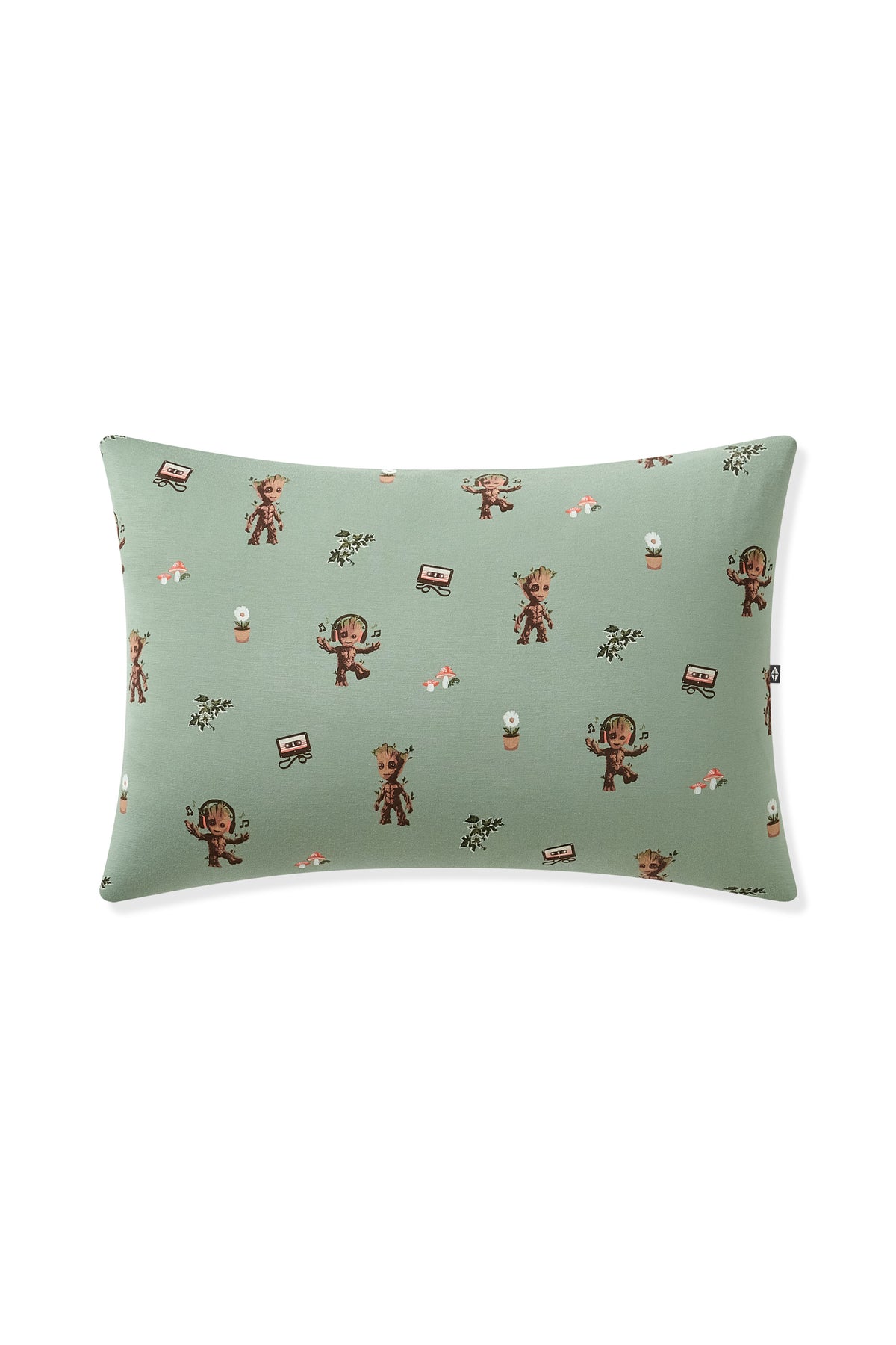 Green Toddler Pillowcase in Groot print on white background
