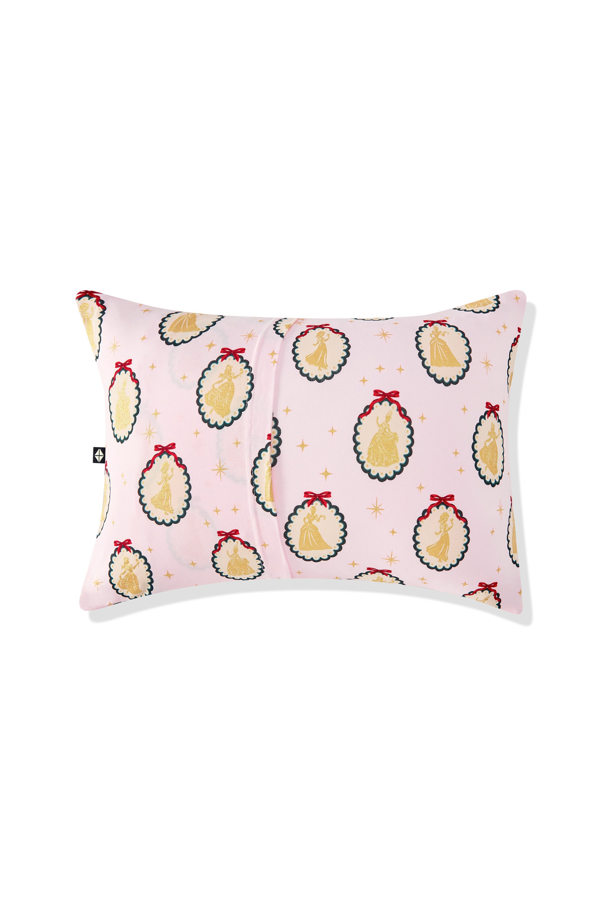 Back side of Toddler Pillowcase in Princess Holiday Portraits print on a white background