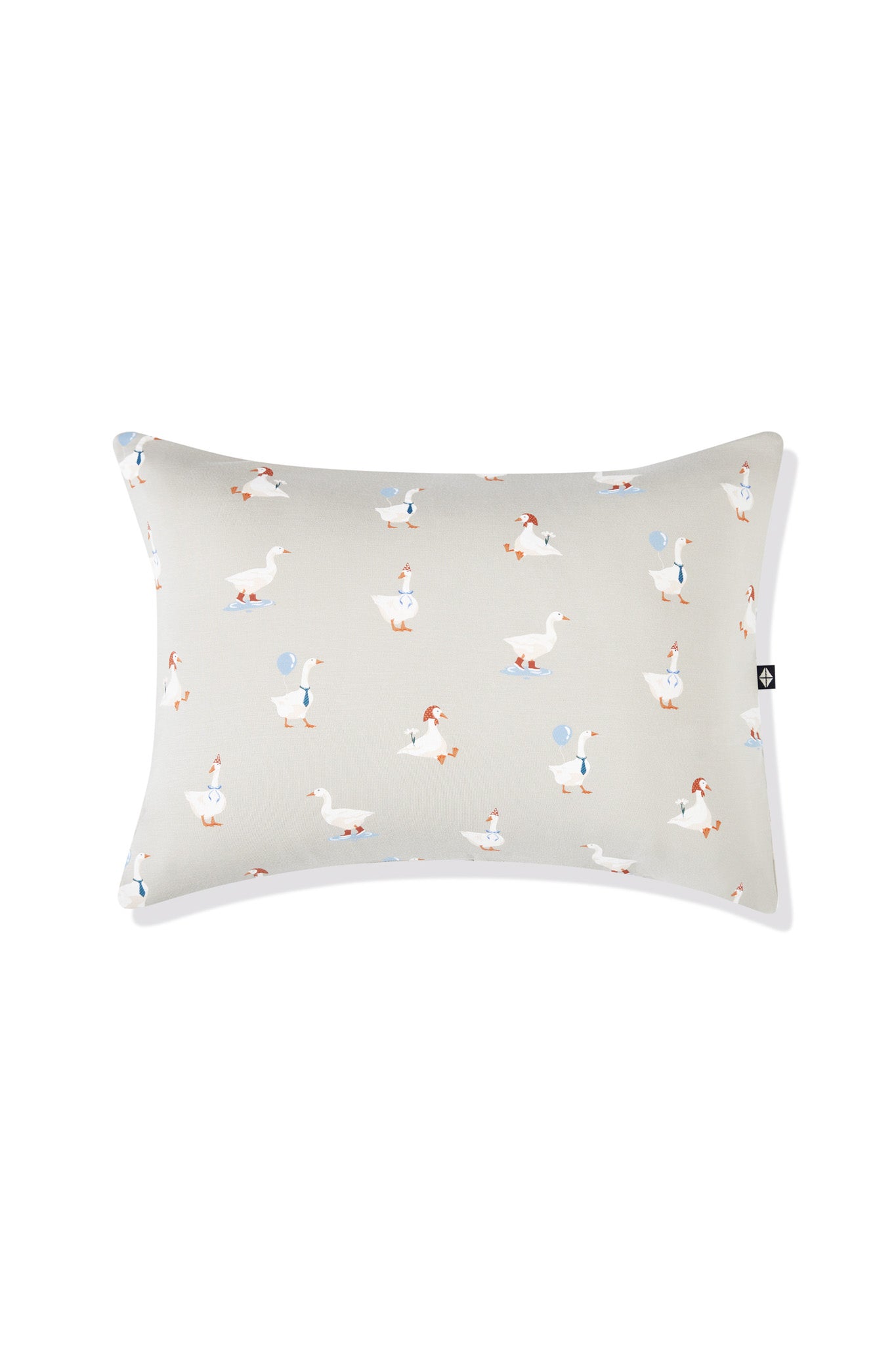 Toddler Pillowcase in Oat Silly Goose print on a white background