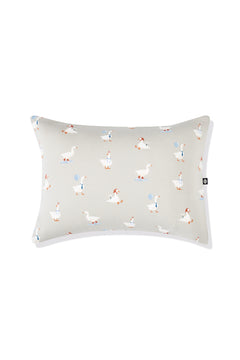 Toddler Pillowcase in Oat Silly Goose print on a white background