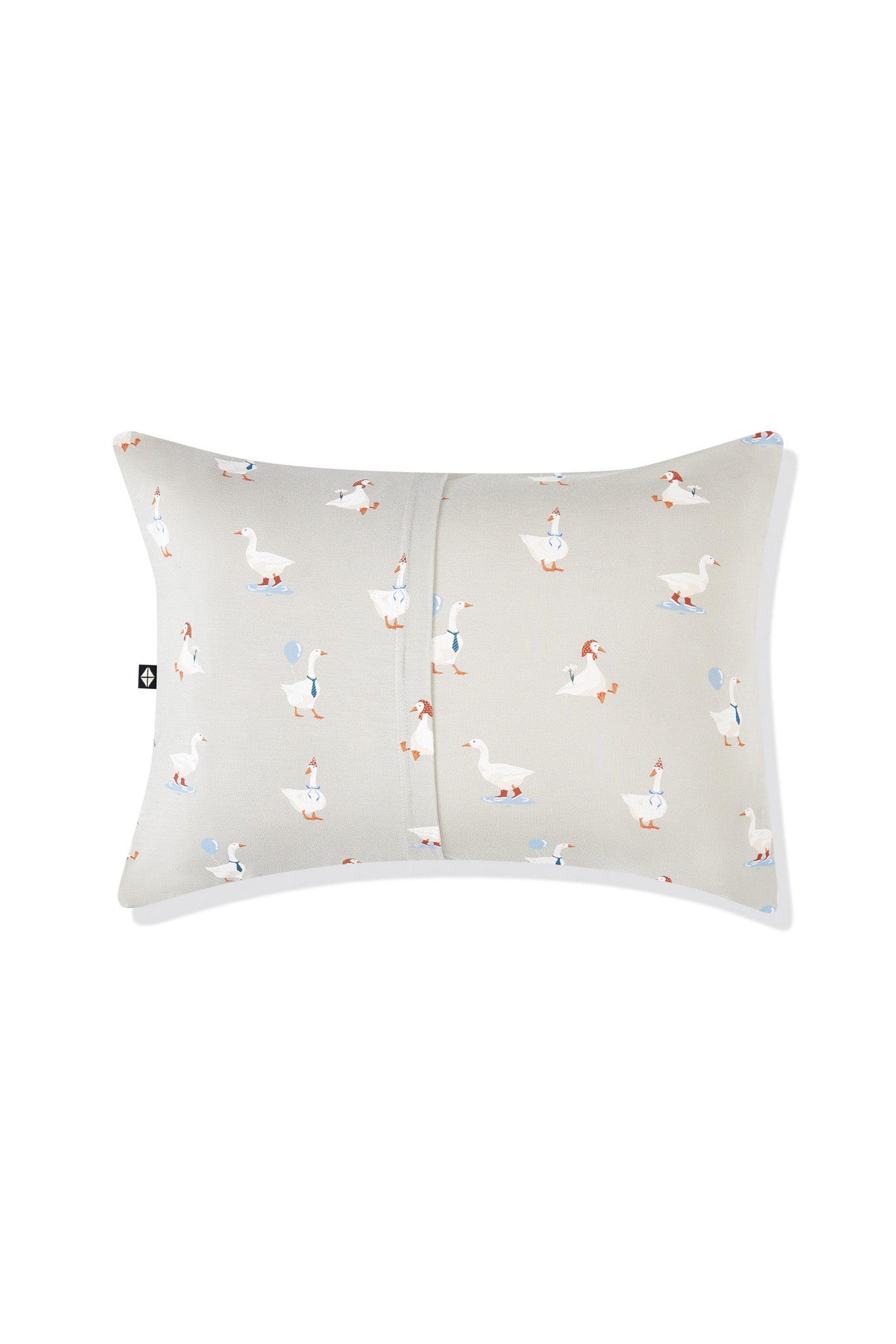 Toddler Pillowcase in Oat Silly Goose print on a white background