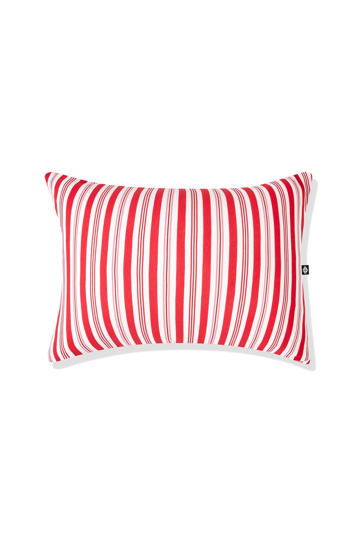 Toddler Pillowcase in red and white Peppermint Stripes print on a white background