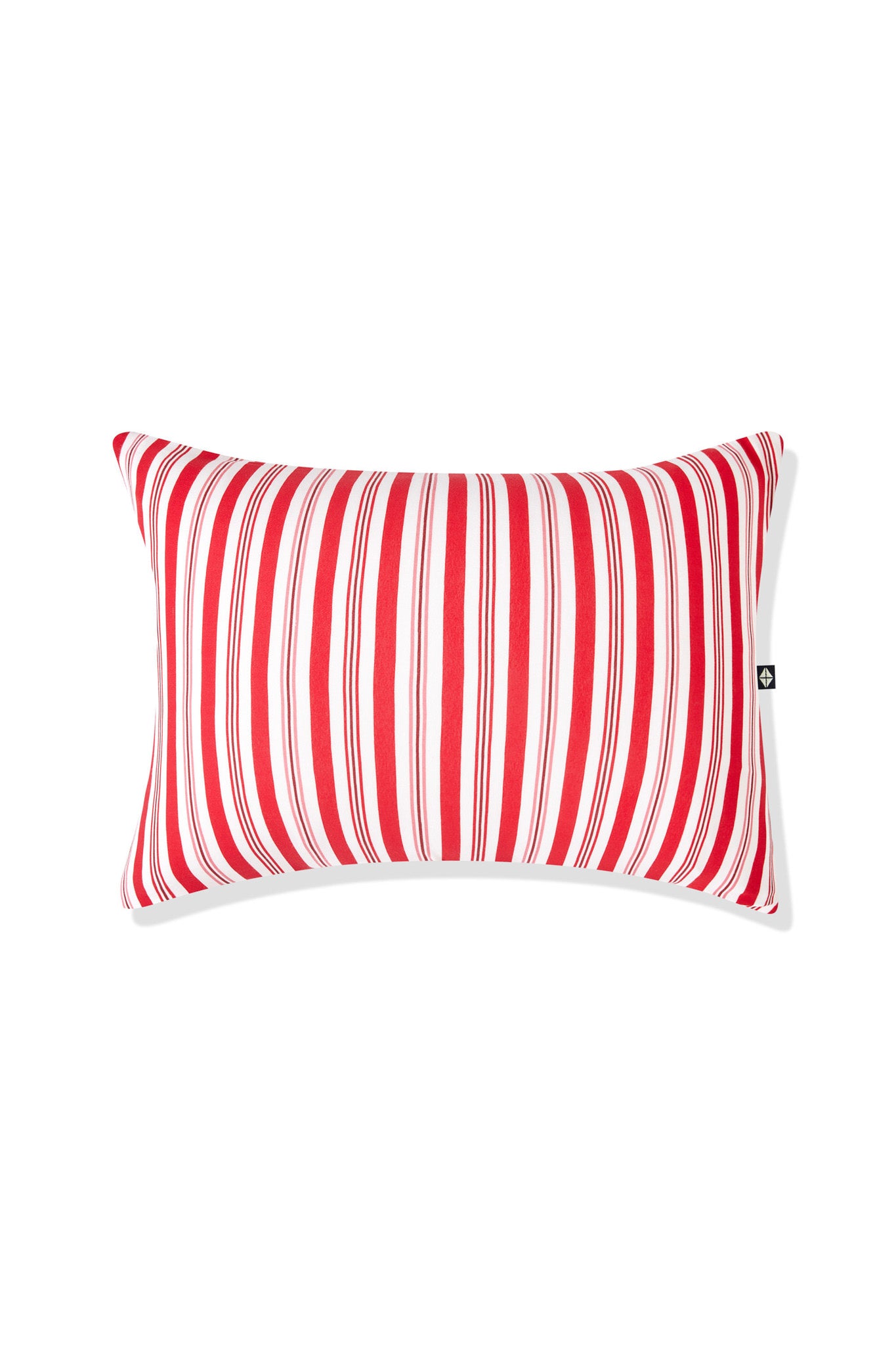 Toddler Pillowcase in red and white Peppermint Stripes print on a white background