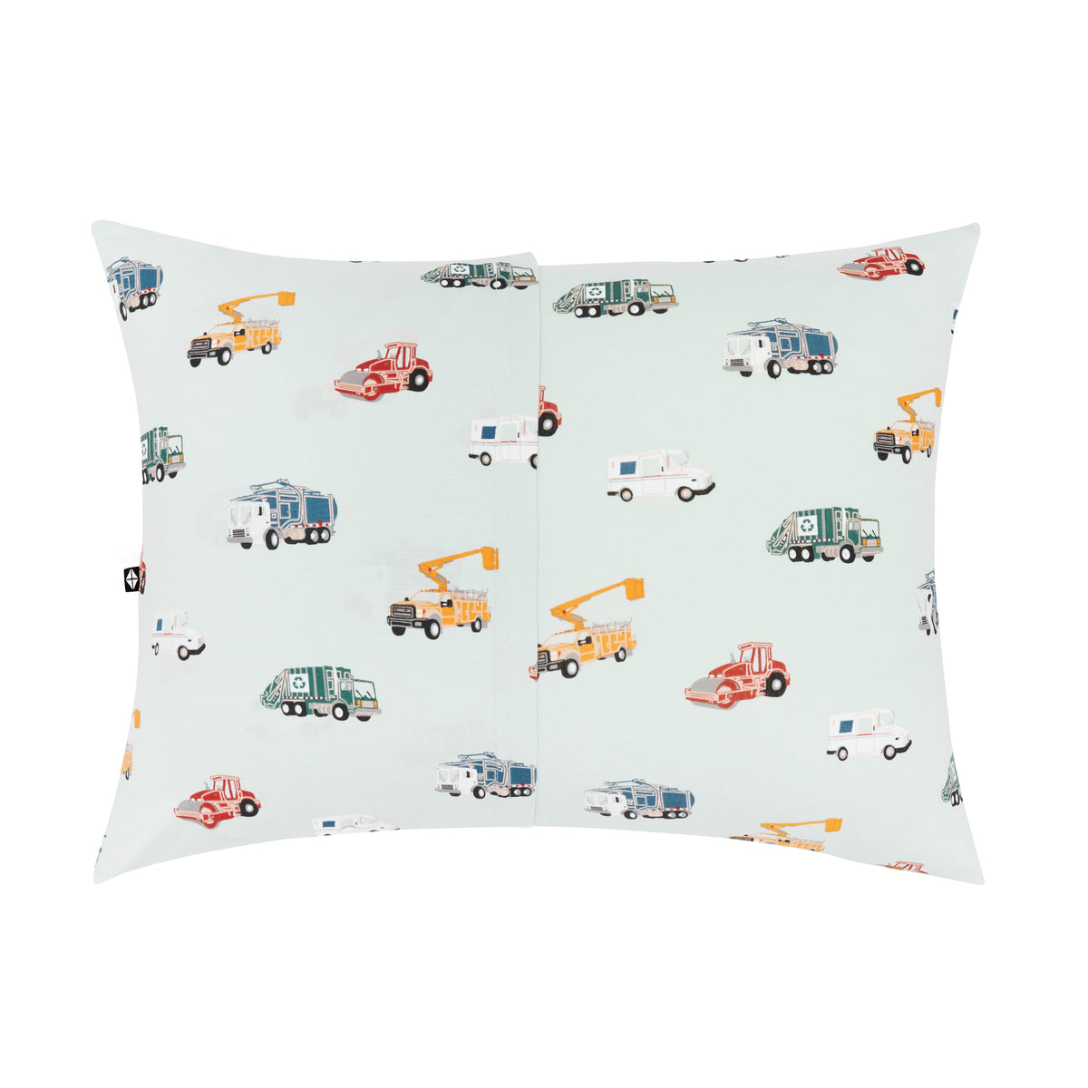 The back of the Toddler Pillowcase in City Vehicles showing the envelope closure